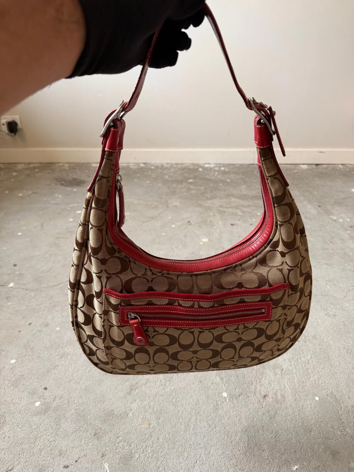 Coach Coach Signature Hamilton Hobo Shoulder Bag Beige/Red Size ONE SIZE - 5 Thumbnail