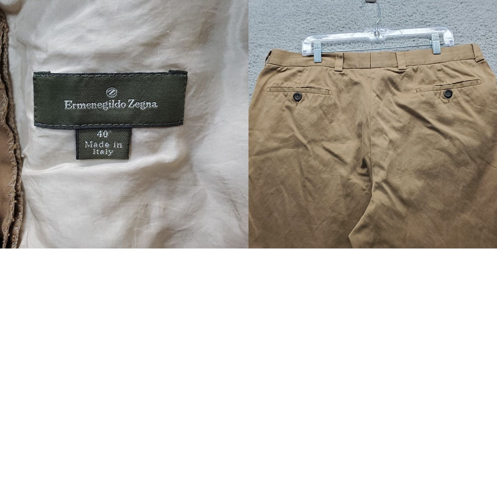 Ermenegildo Zegna Ermenegildo Zegna Chino Mens 40 Tan Classic Fit Cuffed Outdoor Straight Leg Pants Size US 40 / EU 56 - 8 Thumbnail
