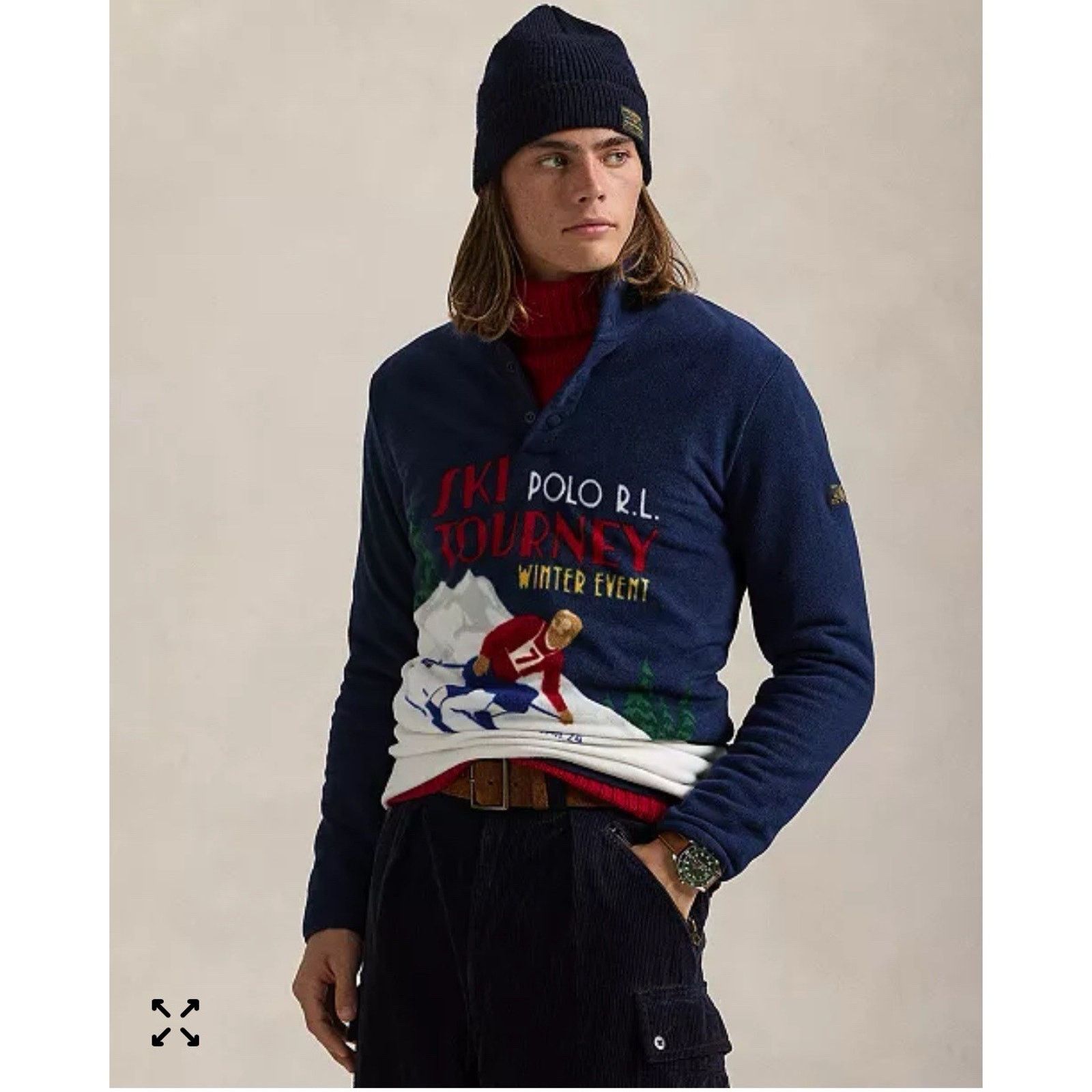 Lauren Ralph Lauren NWT Ralph Lauren Men's Ski-Print Fleece Pullover Blue small Size S / US 4 / IT 40 - 5 Thumbnail