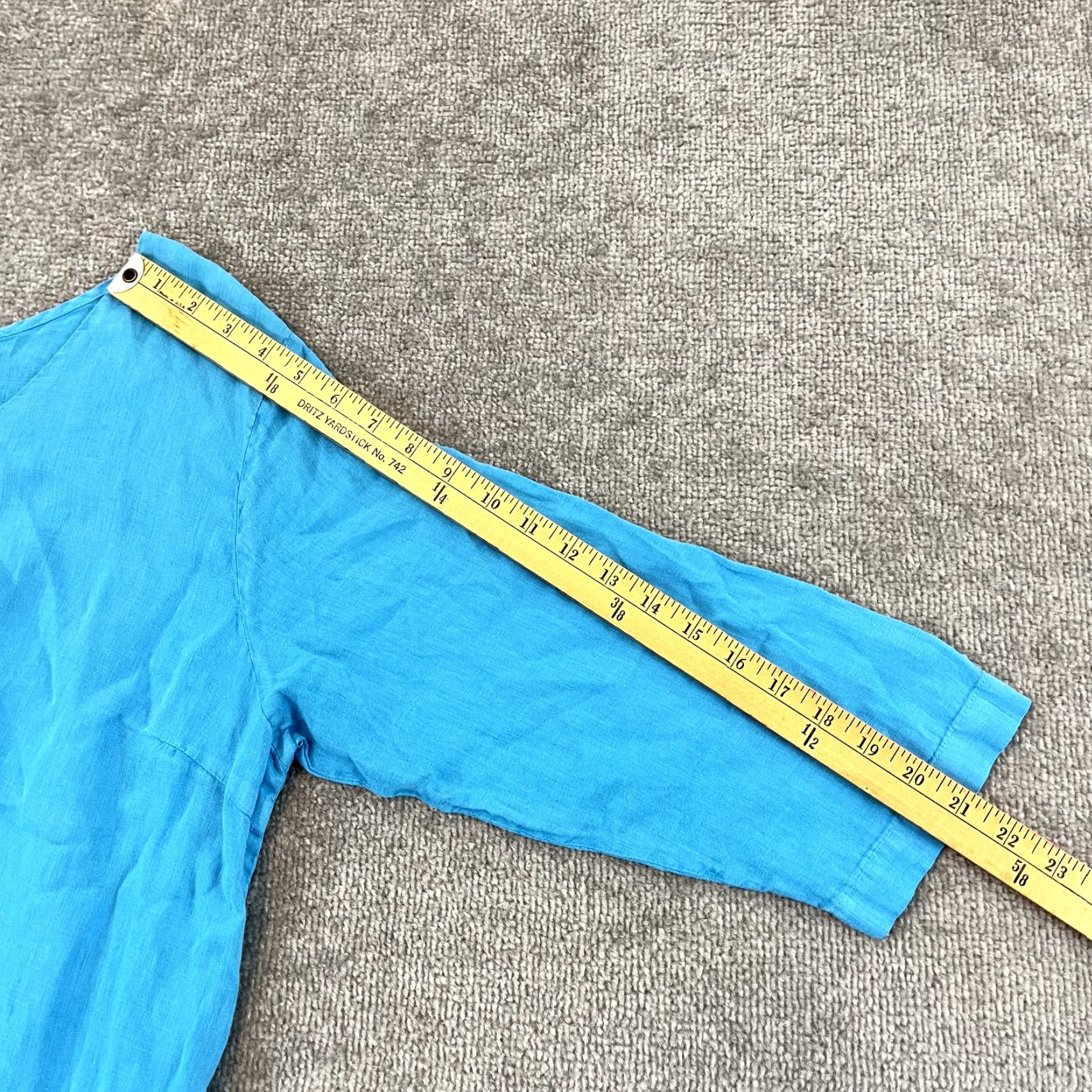 Vintage LA. FIXSUN Shirt Women Medium Blue 100% Linen Tiered Lagenlook Blouse 3/4 Sleeve Size M / US 6-8 / IT 42-44 - 5 Thumbnail