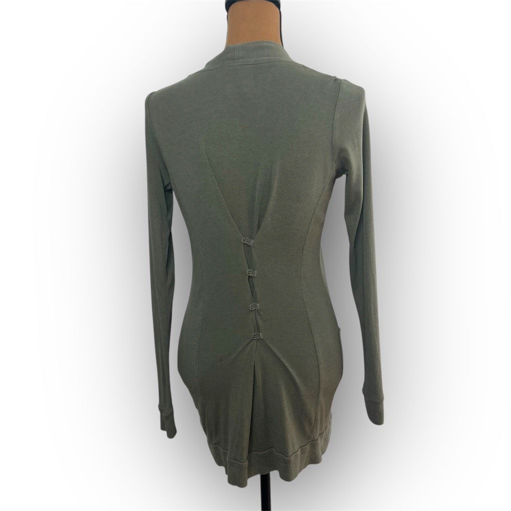 Derek Rose Pink Rose, Olive Green Button Front Cardigan, Button Cinched Size S / US 4 / IT 40 - 3 Thumbnail