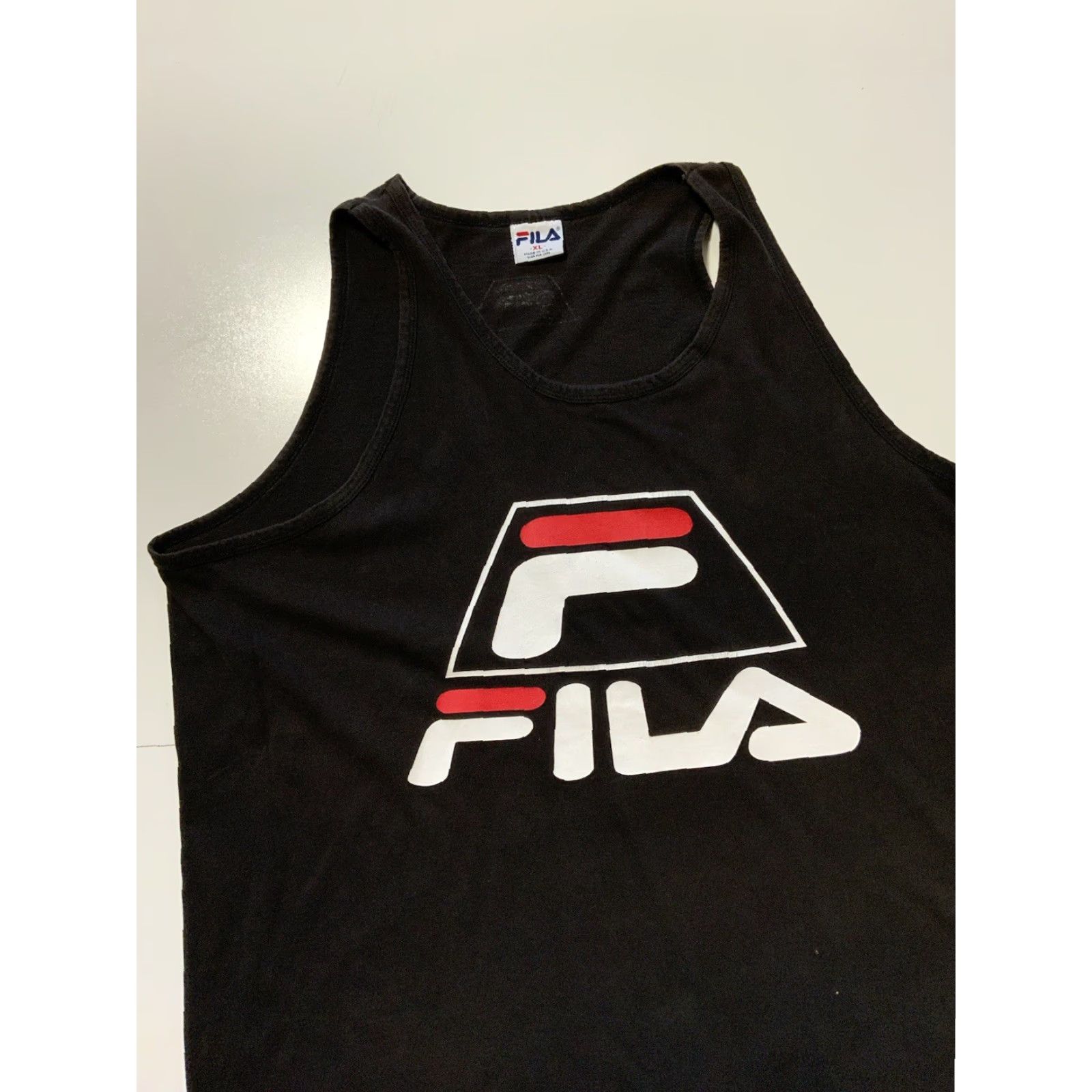 Fila VINTAGE FILA Grant Hill Graphic Logo Black Tank Top T-Shirt XL Single Stitch 90s Mens Size US XL / EU 56 / 4 - 3 Thumbnail