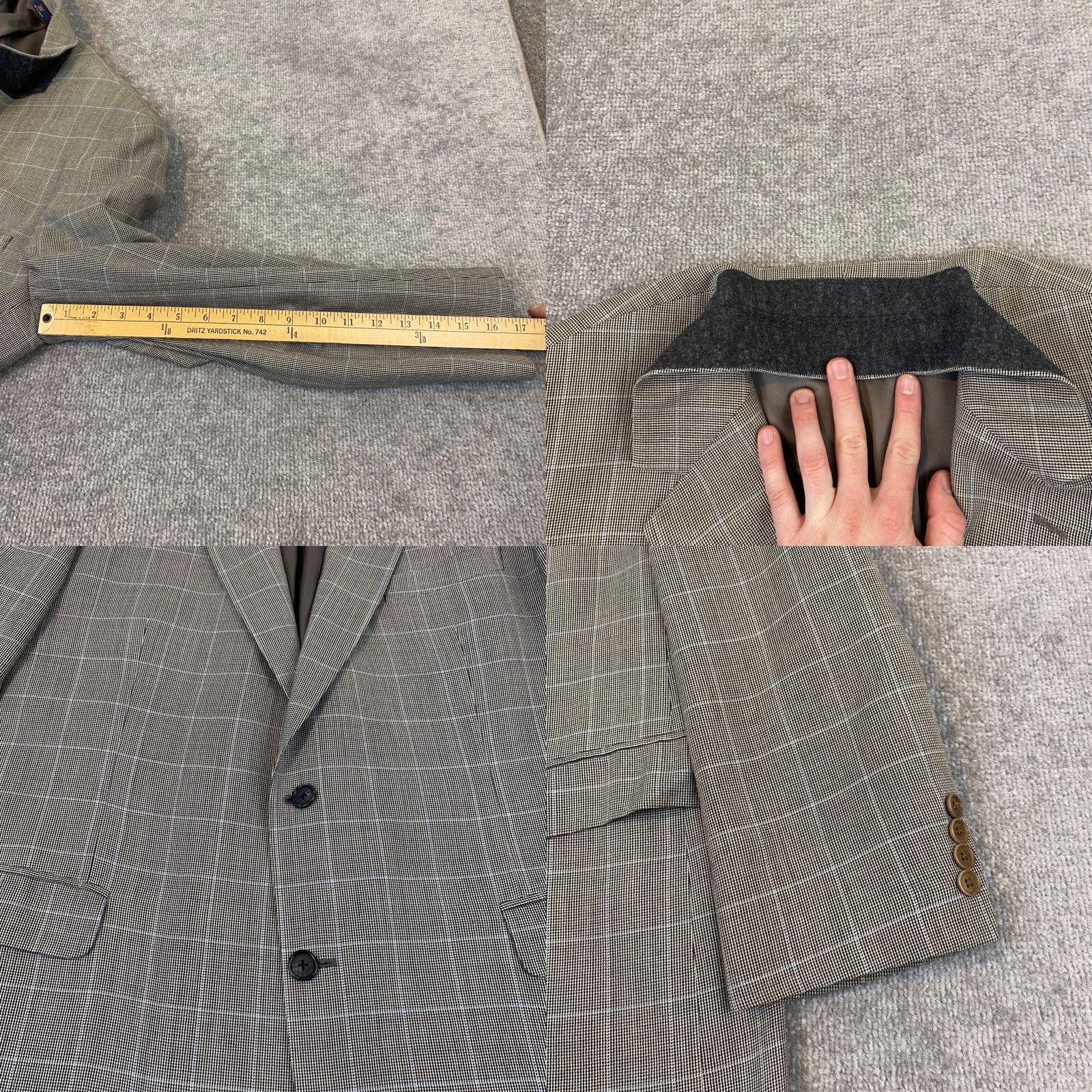 Brooks Brothers BROOKS BROTHERS Blazer Mens 46 Long Silk Wool Nailhead Check Jacket Single-Breasted 2-Button Size 46R - 8 Thumbnail