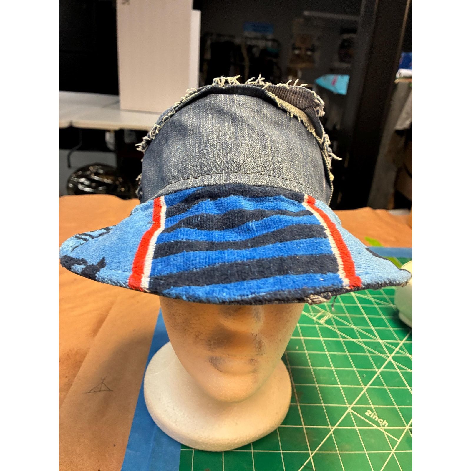 Other Miss Fit Upcycled Patchwork Denim Bucket Hat, Small, Beach Size ONE SIZE - 10 Thumbnail