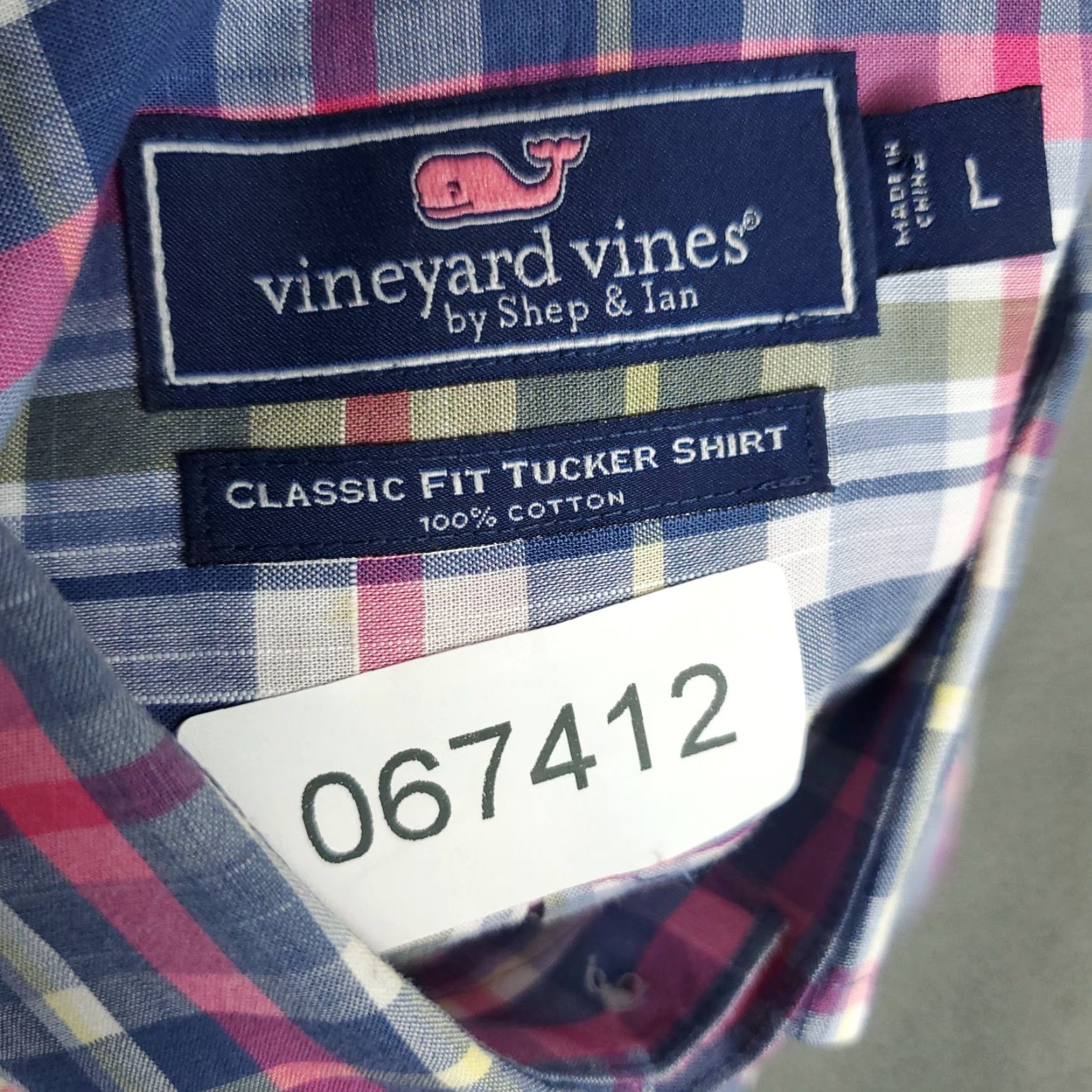 Vineyard Vines Vineyard Vines Shirt Mens Large Blue Pink Plaid Button Up Long Sleeve Size US L / EU 52-54 / 3 - 7 Thumbnail
