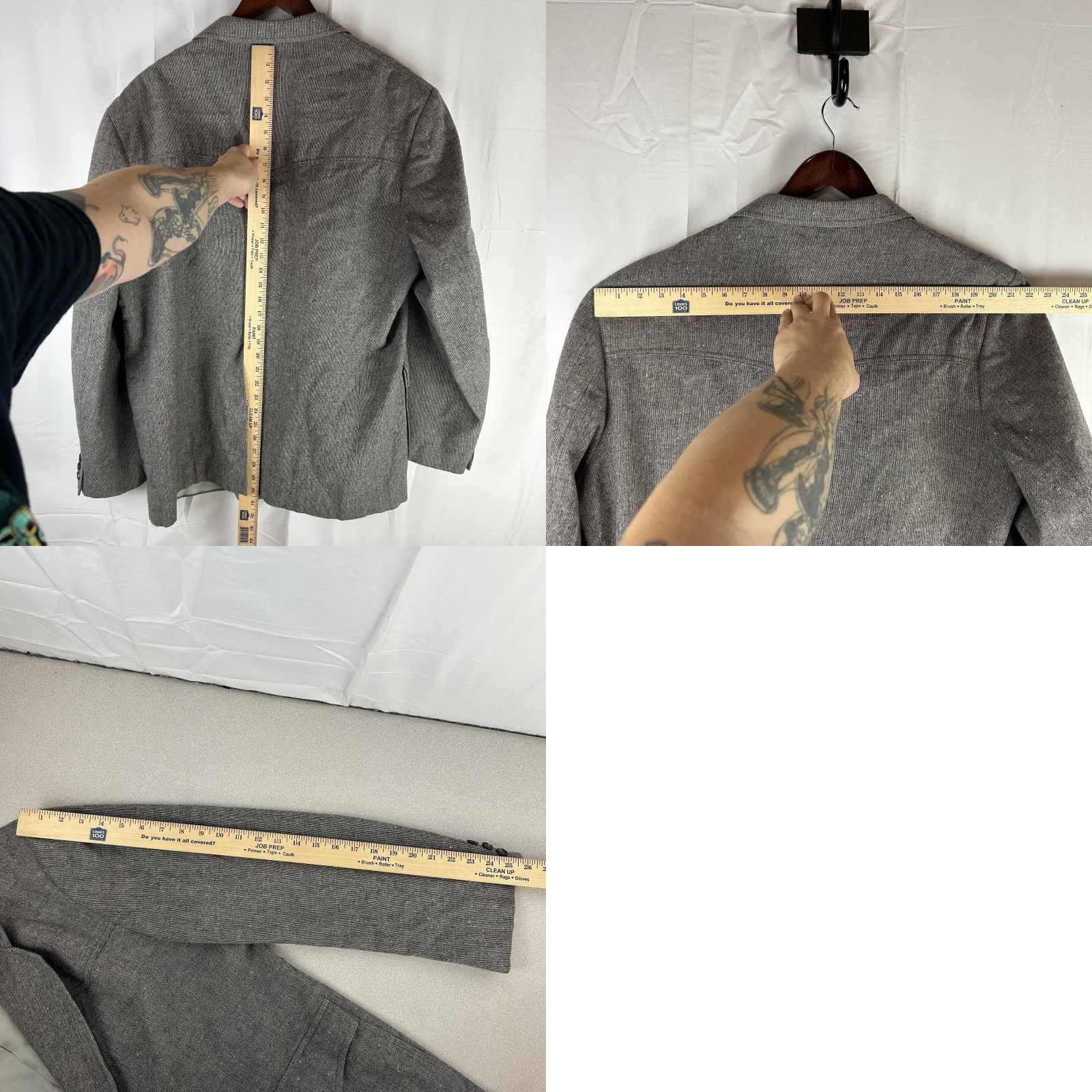 Pendleton VINTAGE Pendleton Sport Coat Mens 48 Gray Wool Tweed Patch Pocket Blazer USA Jacket Coat Regular Two-Button Notch Lapel Men Size 48R - 9 Thumbnail