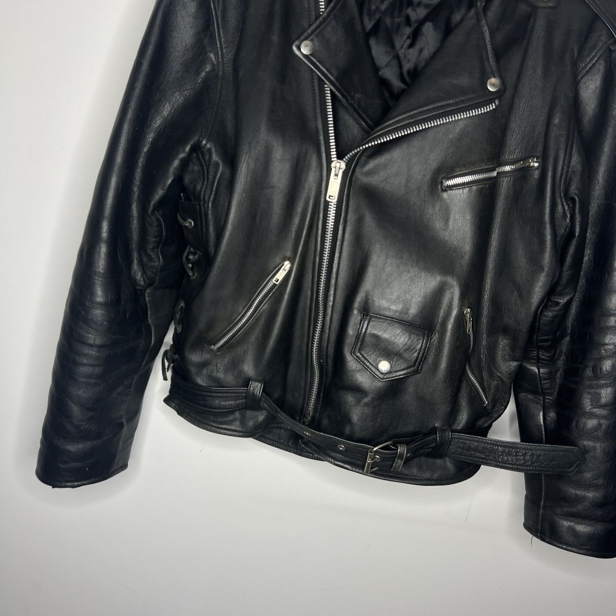 Harley Davidson × Vintage Vintage Rare Belt Y2K Moto Racing Leather Jacket Ramones 90s Size US XL / EU 56 / 4 - 6 Thumbnail