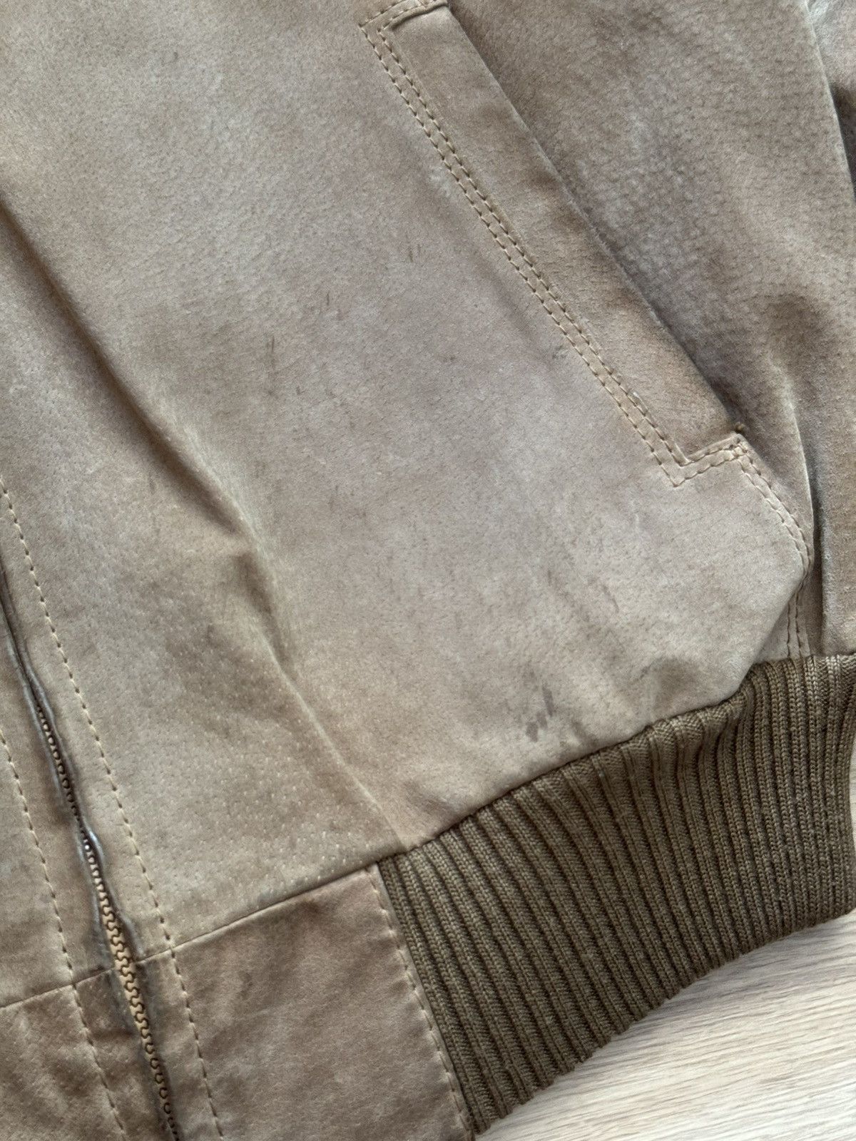 Vintage 80’e Genuine Leather Suede Full Zip Brown Jacket