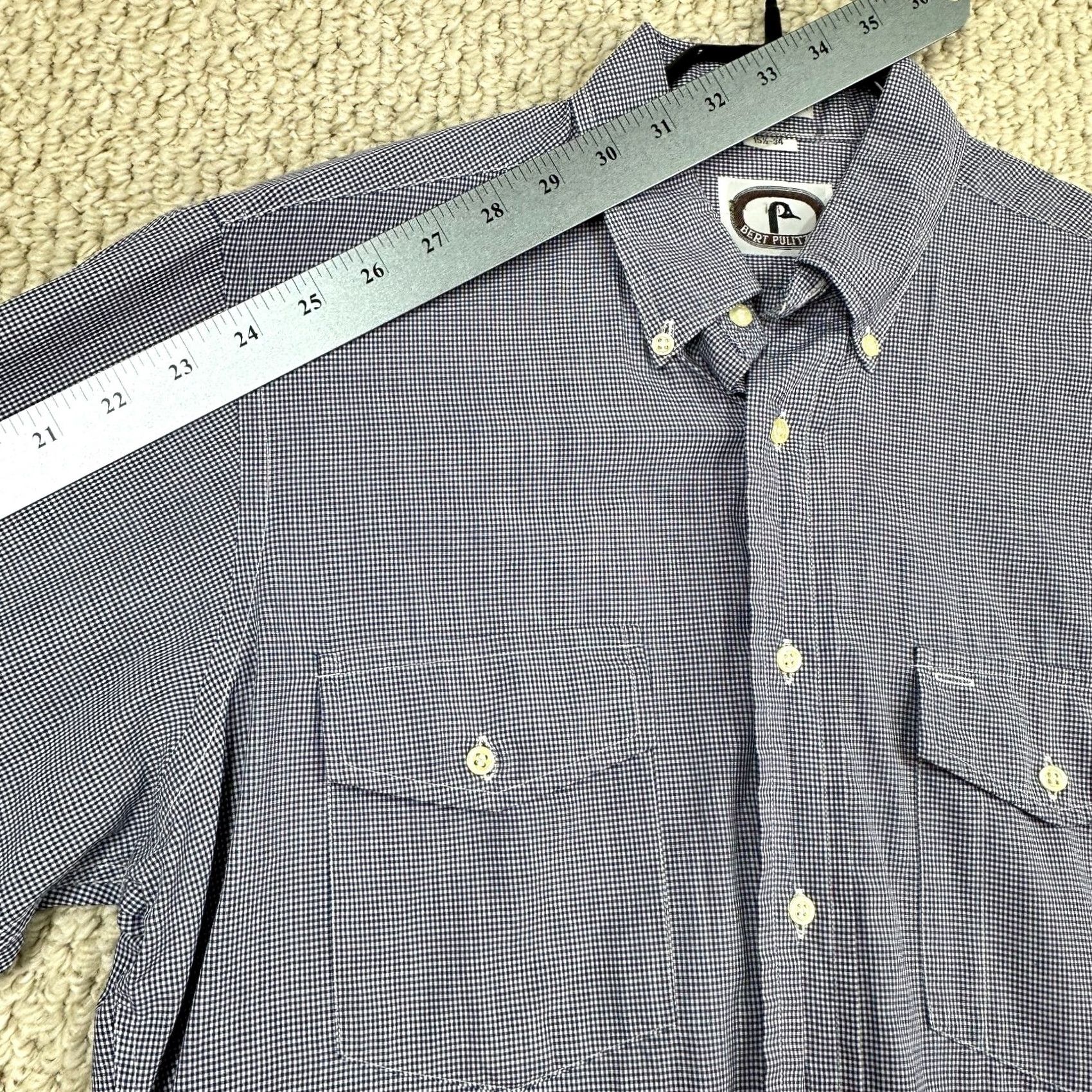 Vintage VINTAGE Bert Pulitzer Shirt Mens 15.5-34 Blue Gingham Button Long Sleeve Size 42R - 6 Thumbnail