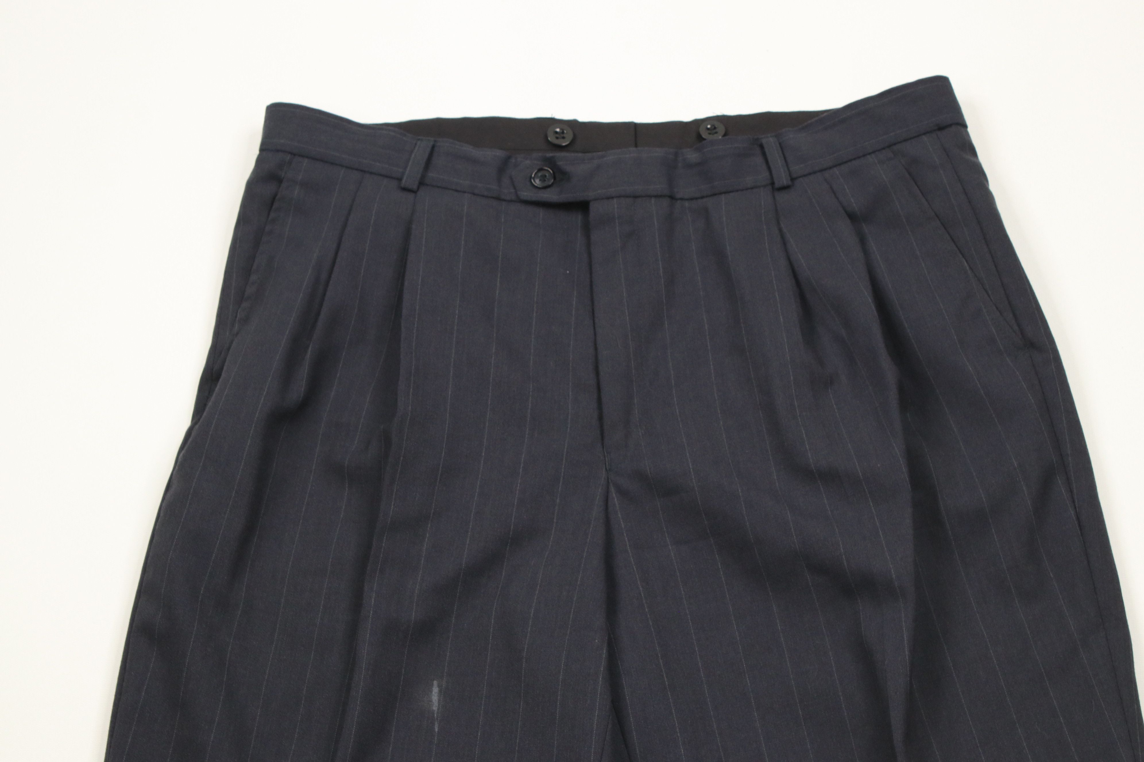 Vintage Vintage 90s Streetwear Wool Pinstriped Wide Leg Chino Pants Size US 34 / EU 50 - 2 Thumbnail