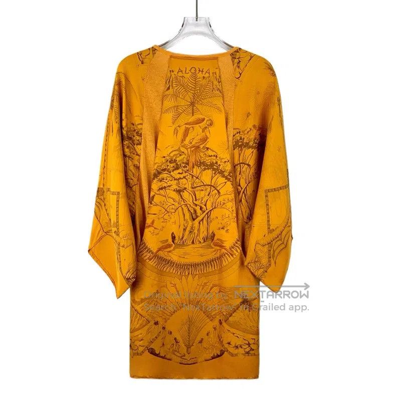 Hermes Hermes Orange floral print linen round neck long-sleeve kn Size XXS / US 00 / IT 34 - 2 Thumbnail