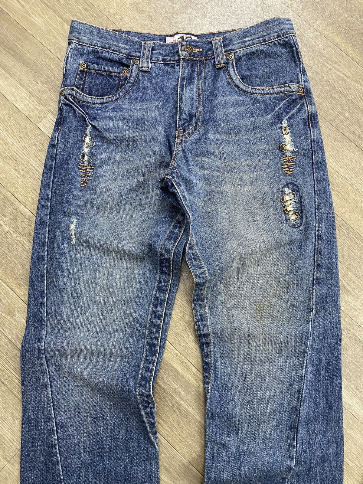 If Six Was Nine 2000s Jungle Storm Distressed Punk Lgb Mudmax Flared Jeans Size US 30 / EU 46 - 3 Thumbnail