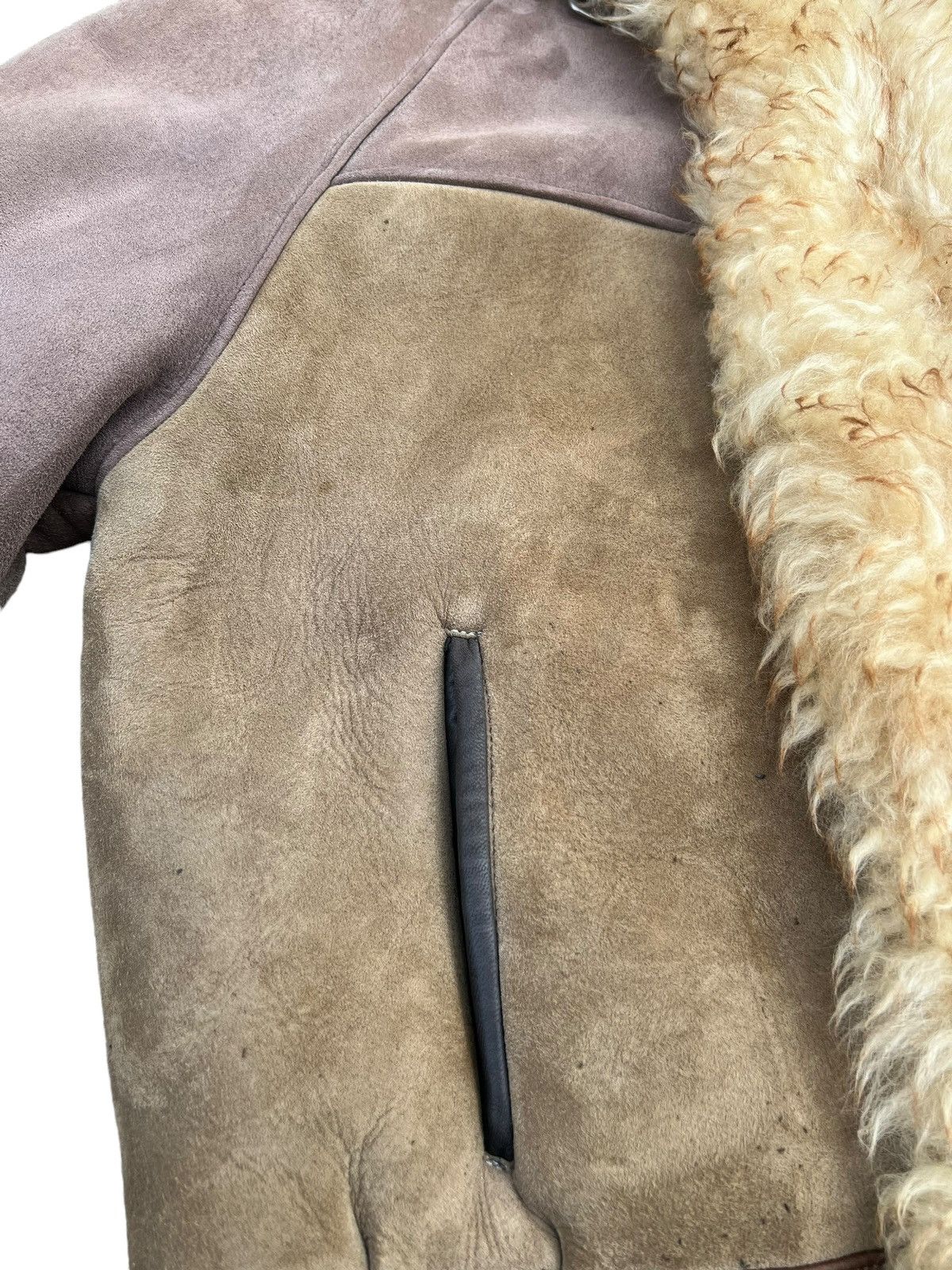 Vintage RARE! VTG Sheepskin Shearling Patina Leather Hoodie Jacket Size US S / EU 44-46 / 1 - 5 Thumbnail