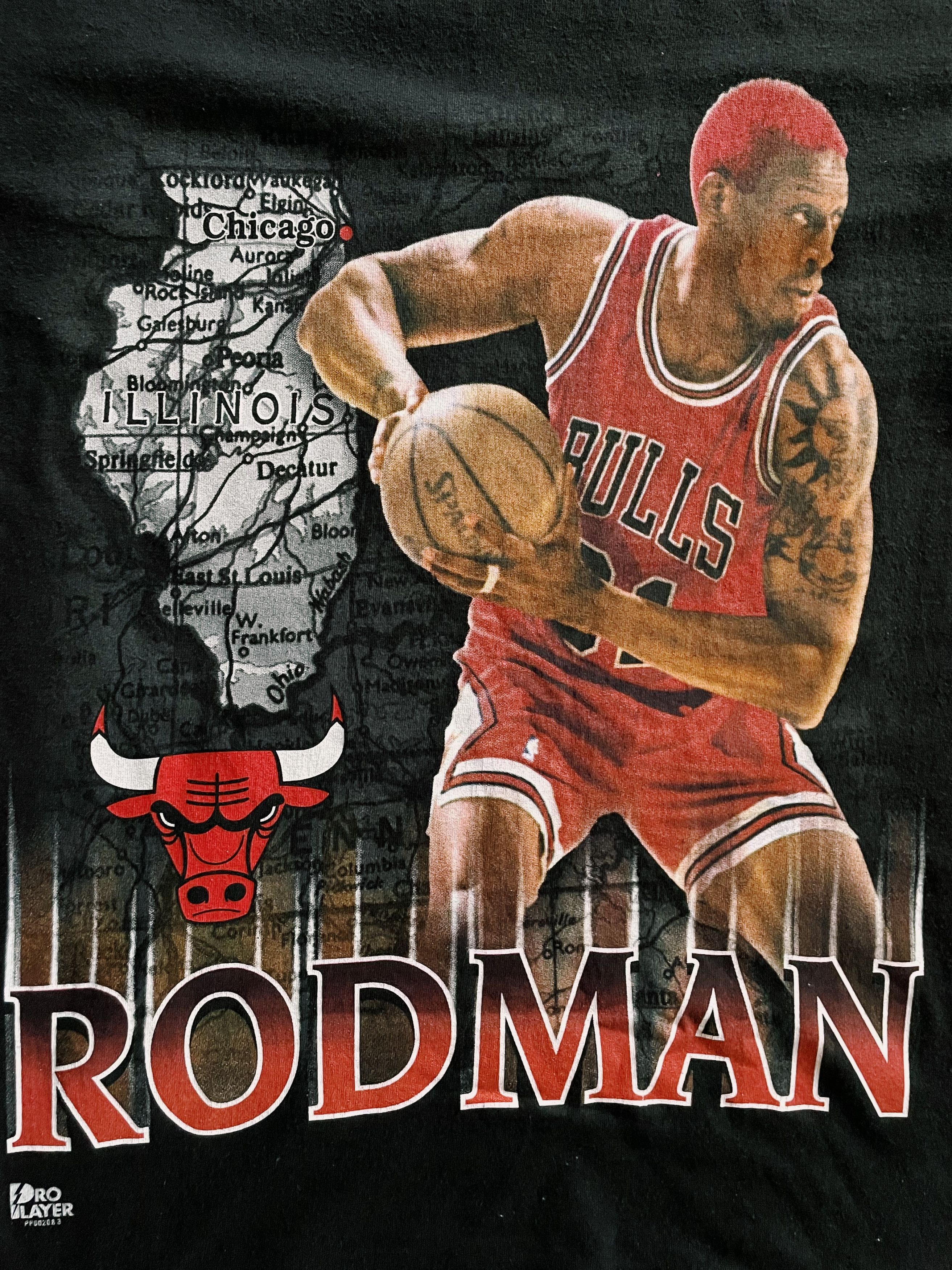 NBA × Pro Player × Vintage Vintage 90s NBA Pro Player Dennis Rodman T-shirt Black Size US M / EU 48-50 / 2 - 3 Thumbnail