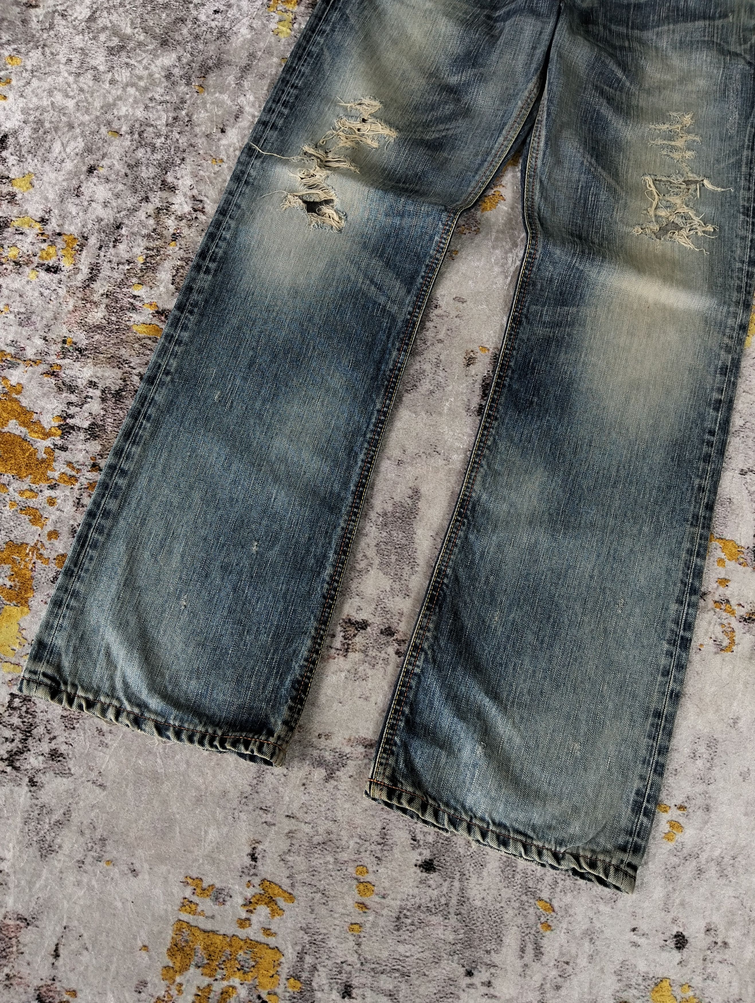Edwin Ripped Edwin 503 Blue Trip Regular Straight Faded Jeans Size US 31 - 9 Thumbnail