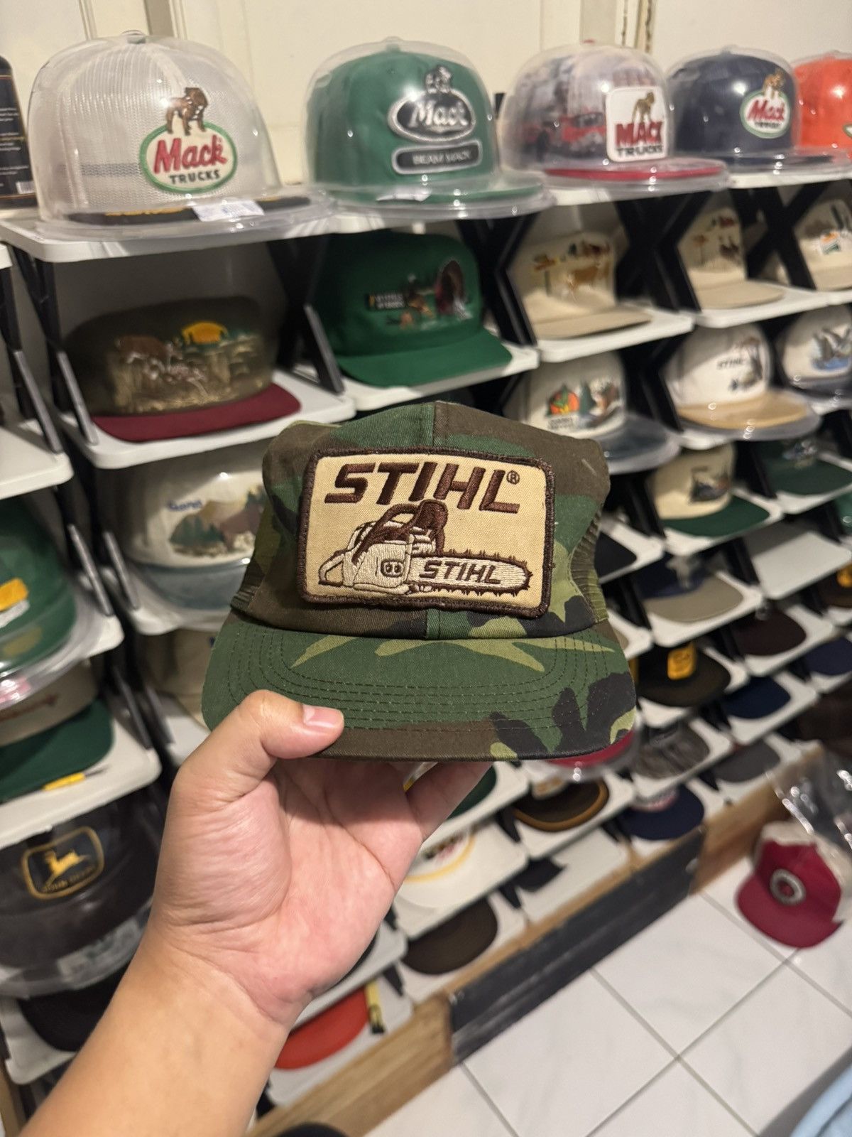 Vintage Vintage STIHL Chainsaw Patch Camo Trucker Hat - K Products Size ONE SIZE - 1 Thumbnail