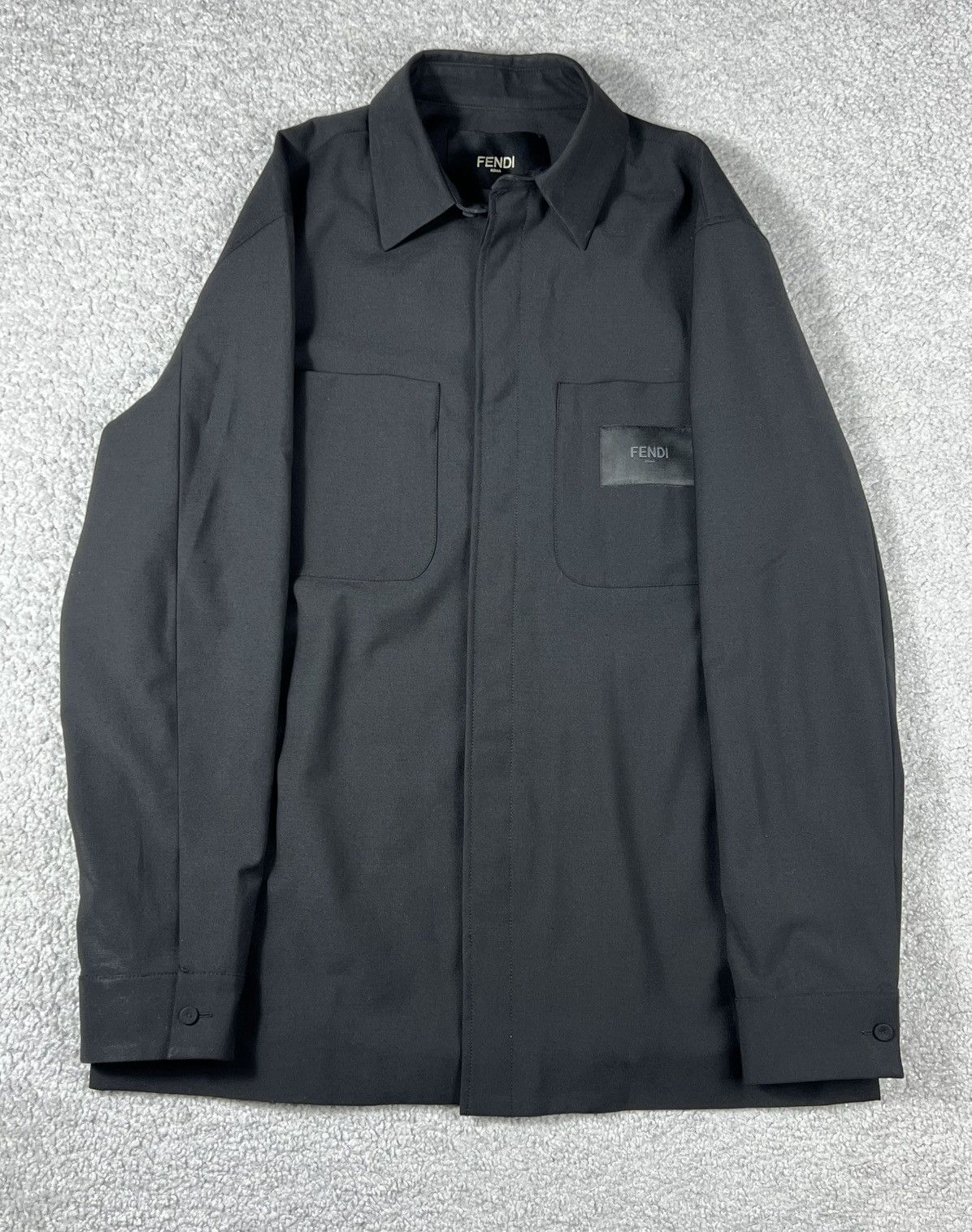 Fendi 2023 Fendi Logo Patch Black Overshirt Size US L / EU 52-54 / 3 - 1 Thumbnail