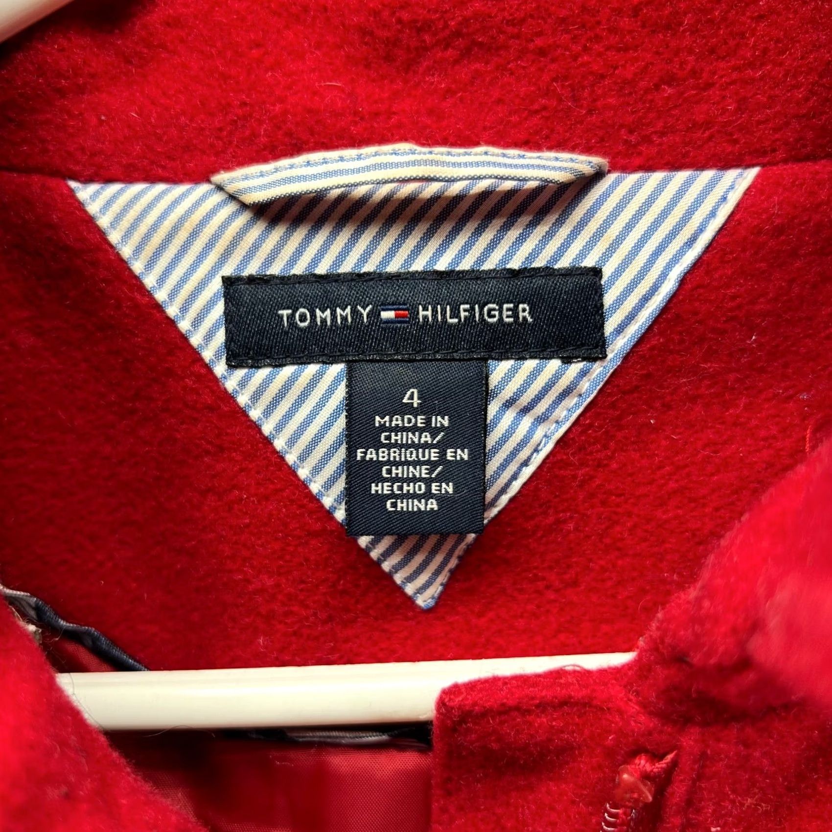 Tommy Hilfiger VINTAGE Tommy Hilfiger Pea Coat Jacket Womens 4 Red Long Wool Lined Nylon Button Night Black? Size S / US 4 / IT 40 - 7 Thumbnail