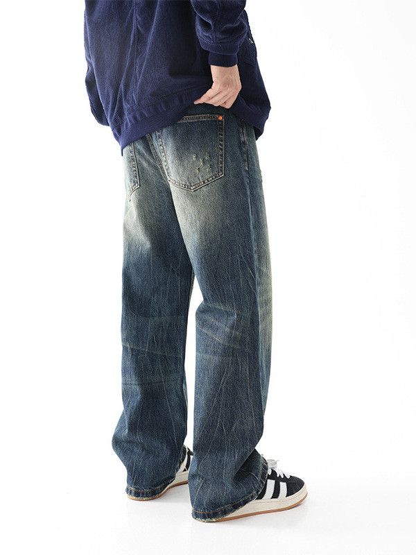 Japanese Brand Street retro men's distressed vibe flared loose jeans Size US 32 / EU 48 - 4 Thumbnail