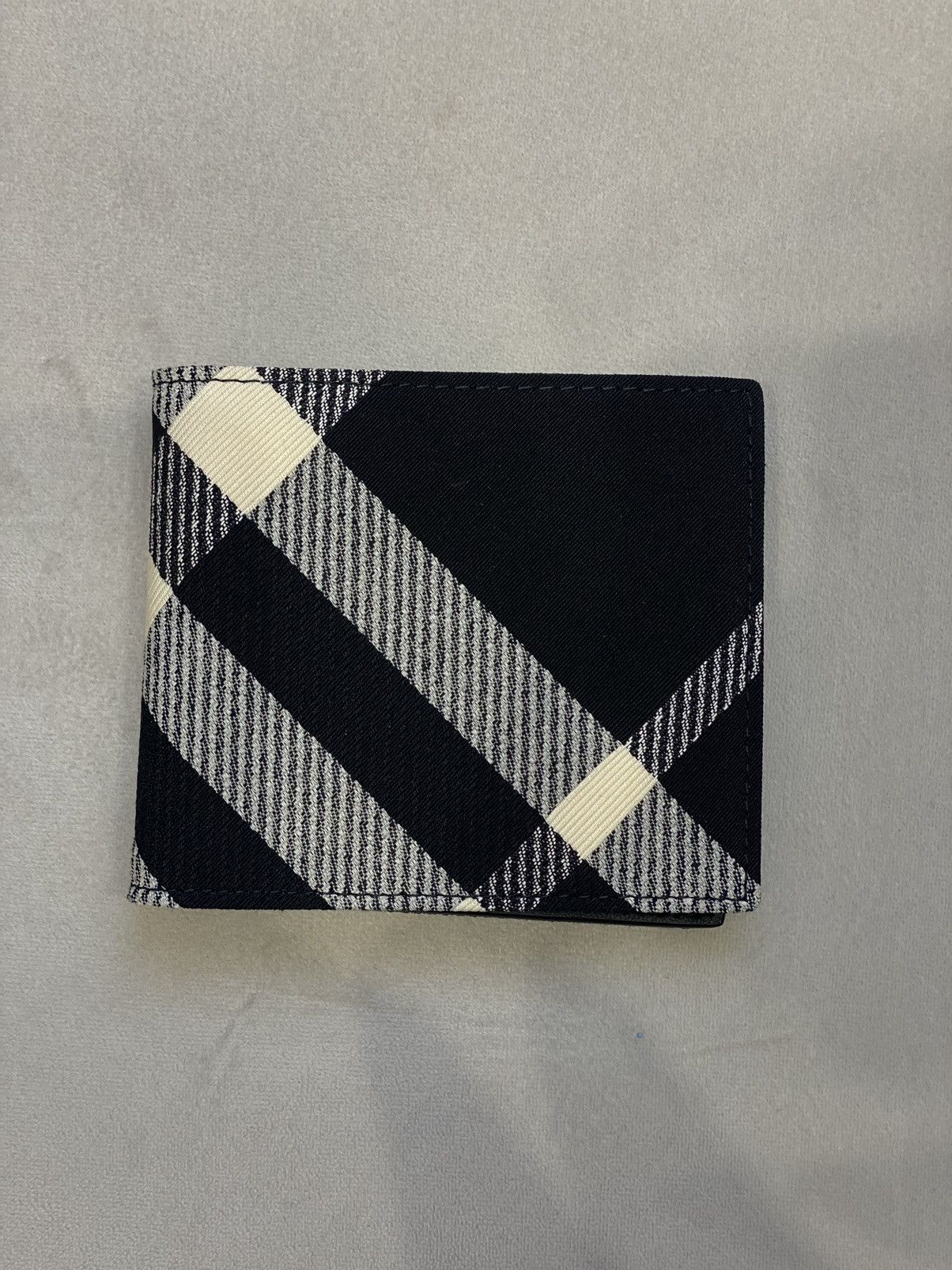 image of New Burberry Check Bifold Wallet in Black/White, Men's