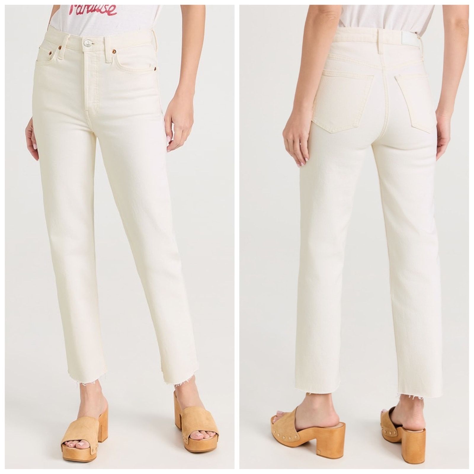 RE/DONE NEW Re/Done 70s Stovepipe Jeans Vintage White Size 30" / US 8 / IT 44 - 1 Thumbnail
