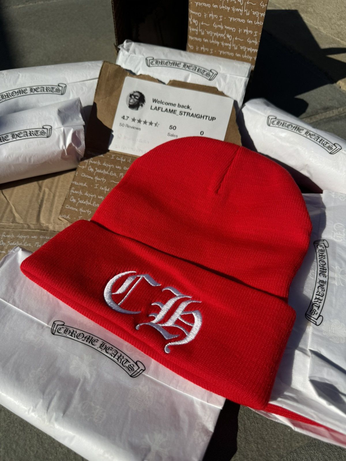 Chrome Hearts Chrome Hearts Red CH Beanie 🔴 Red BN 🔴 Size ONE SIZE - 13 Thumbnail