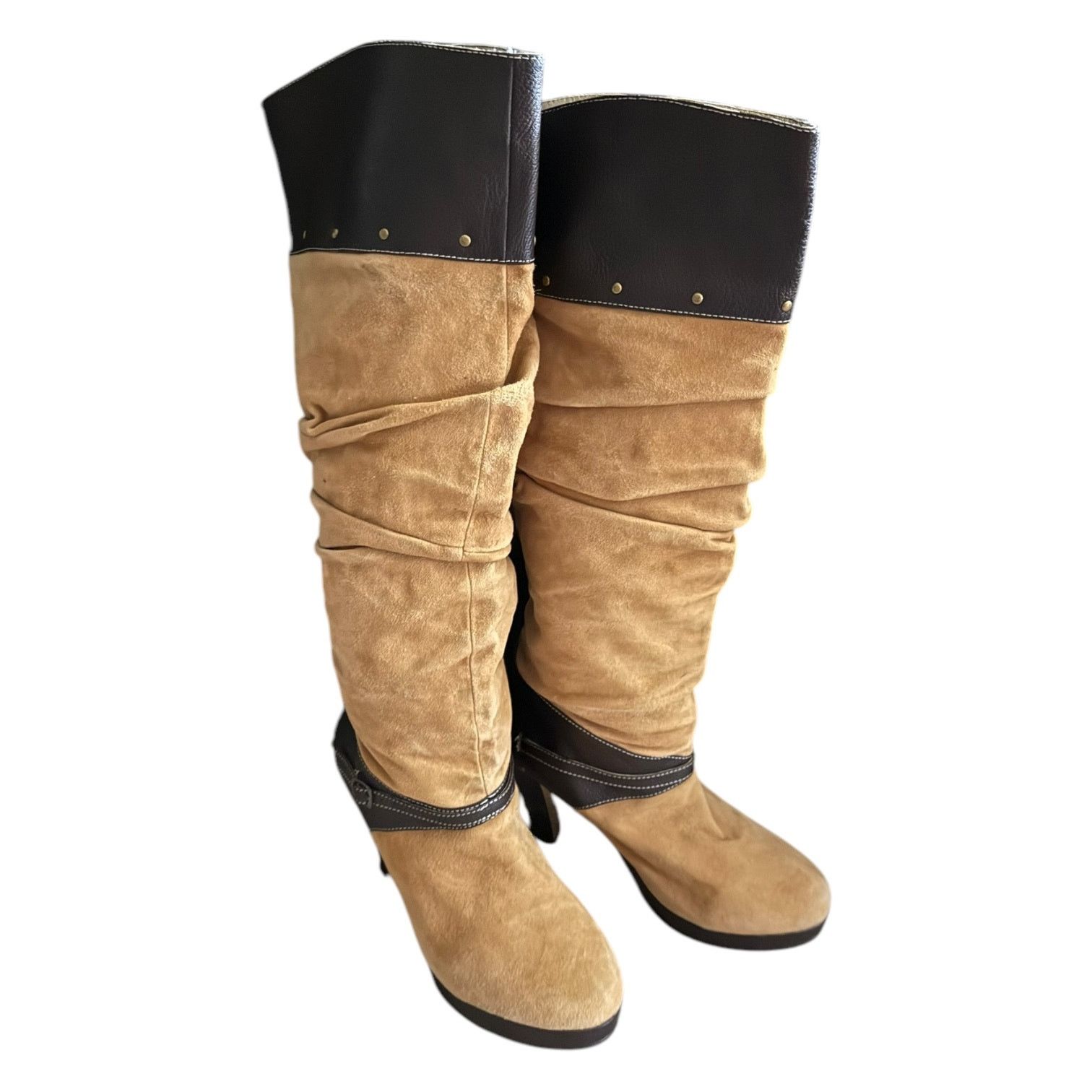 Other Shane & Shawn Tall Brown Suede PullOn High Heel Boots Size 9 Size US 9 / IT 39 - 2 Thumbnail