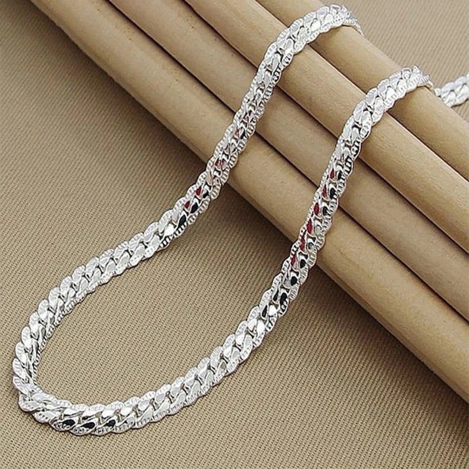 Jewelry Sterling Silver 2 Piece 5MM Full Sideways Chain Necklace Size ONE SIZE - 2 Thumbnail