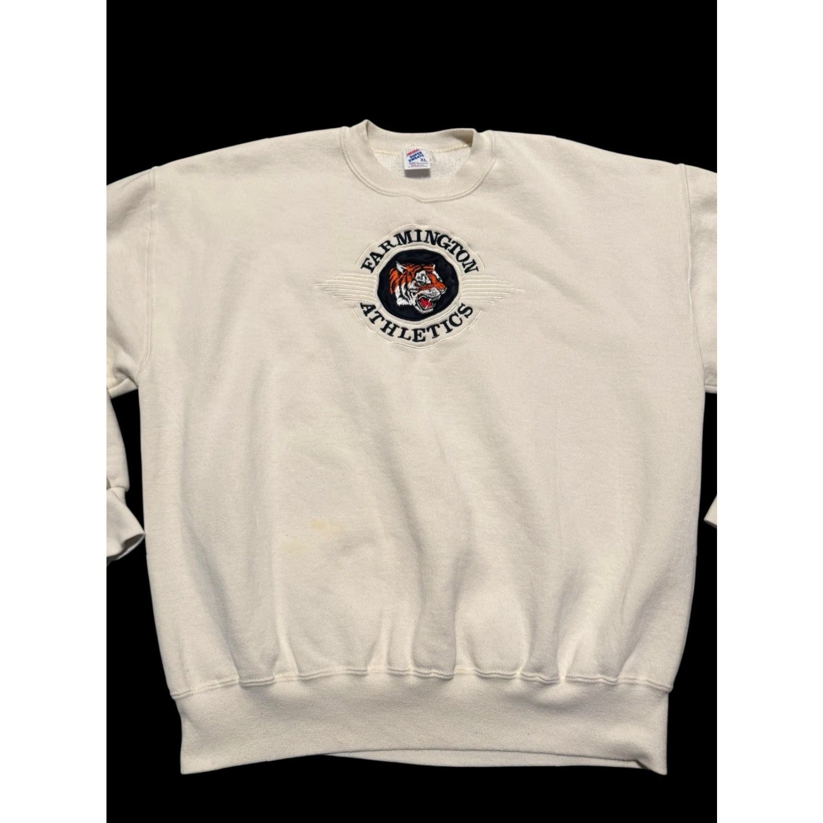 Jerzees VINTAGE Jerzees Farmington High-school Tigers Logo Sweatshirt XL White USA UNISEX Adults, Sweatshirt, Logo, Vintage, 90s? Size US XL / EU 56 / 4 - 2 Thumbnail