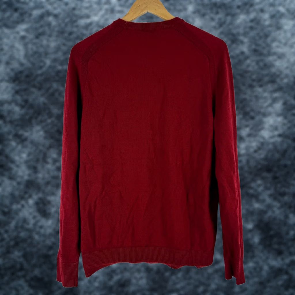 Express EXPRESS Men Crew Neck Merino Wool Sweater Red M Pullover Knit Long Sleeve Solid Logo Casual Workwear Spring Fall Mens Size US M / EU 48-50 / 2 - 1 Thumbnail