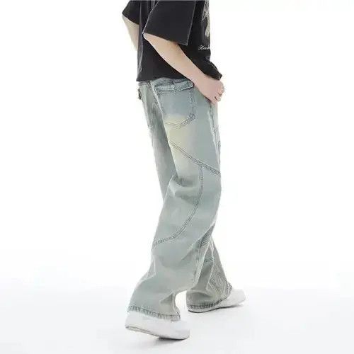 Jean Topstitched Seam Baggy Flared Jeans Men y2k Size US 32 / EU 48 - 2 Thumbnail