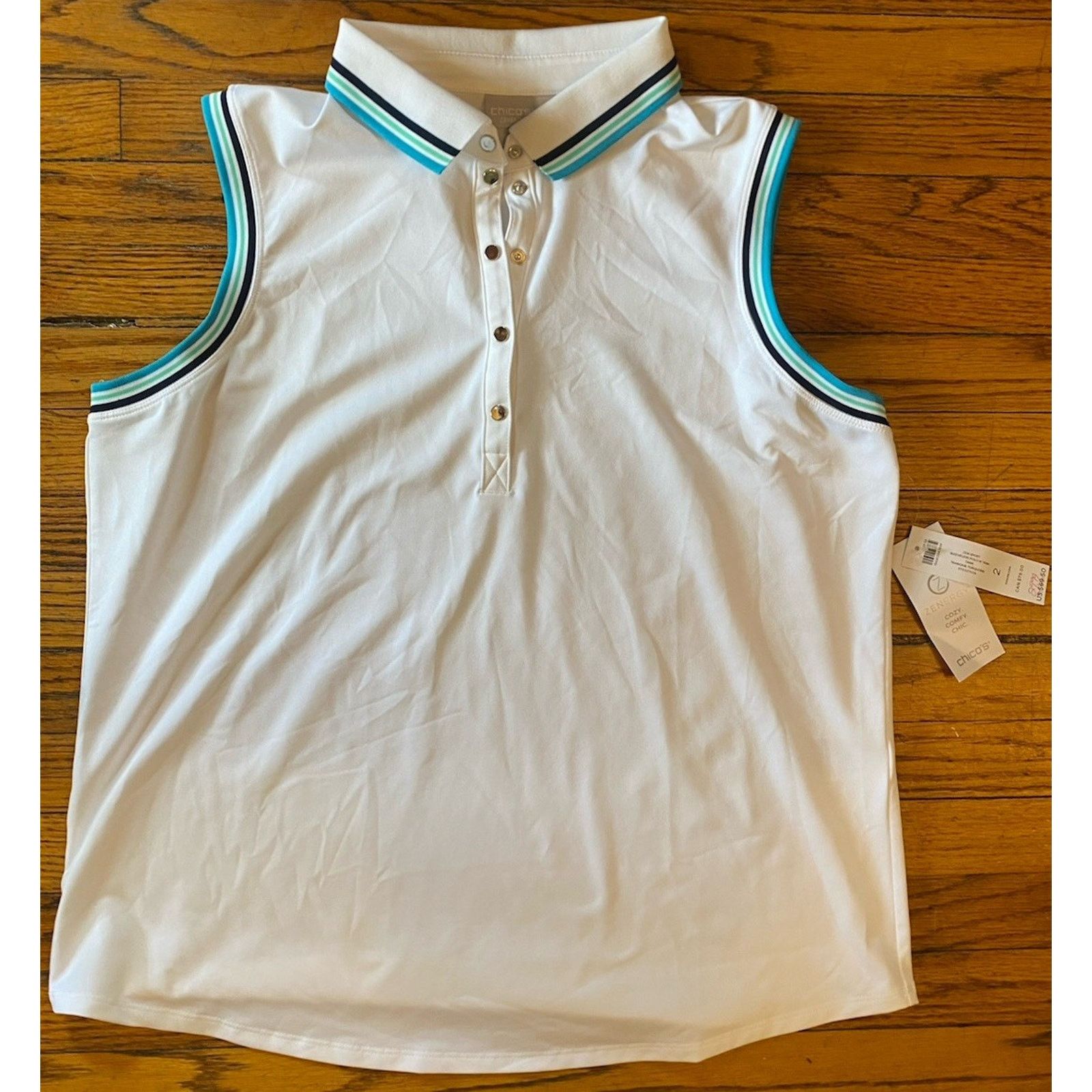 Chicos Chicos Zenergy NWT Size 2 US L UPF Sleeveless Polo Tank Top Size L / US 10 / IT 46 - 1 Thumbnail