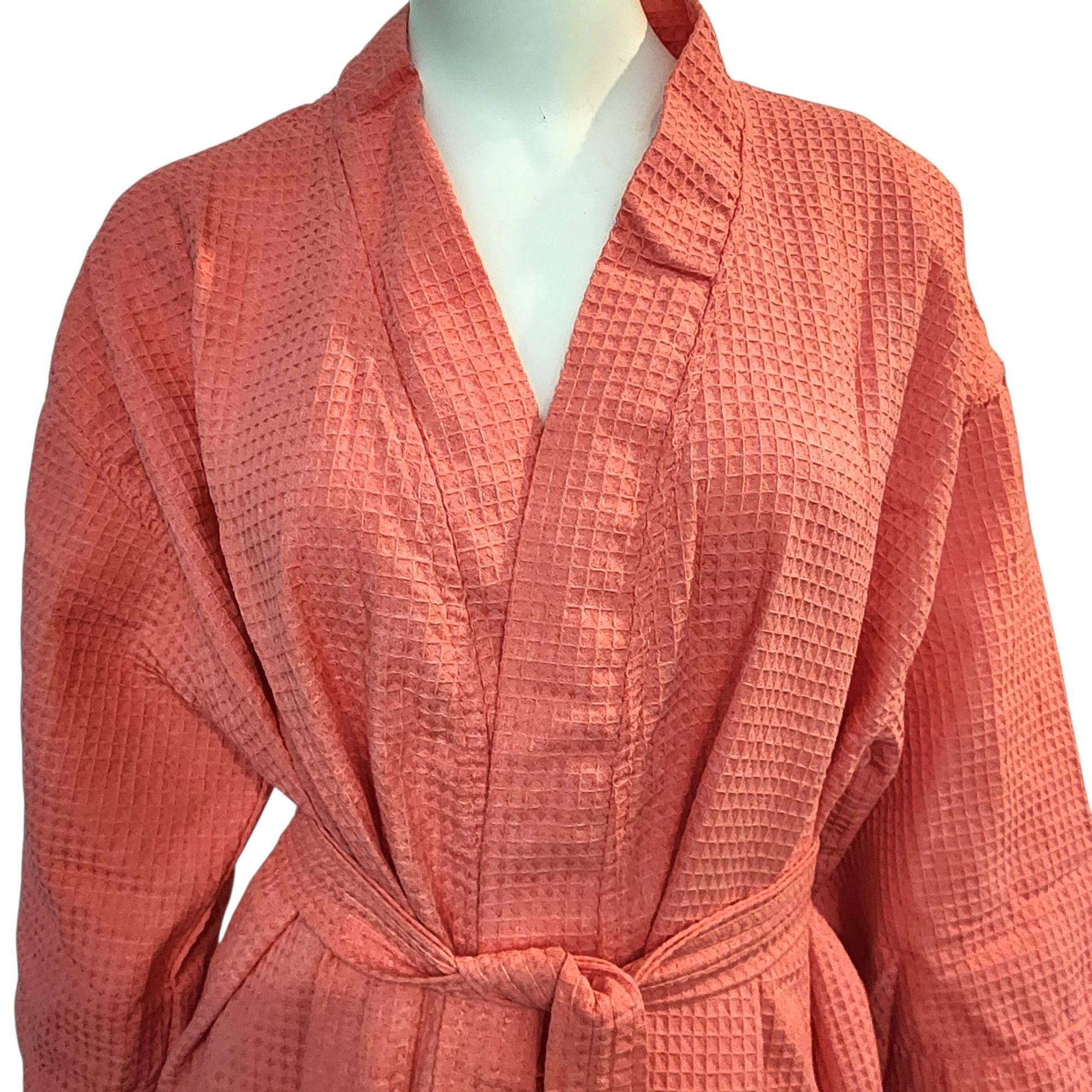 Other Chakir Turkish Linen Robe Short Lightweight Waffle Knit Bath Size ONE SIZE - 2 Thumbnail