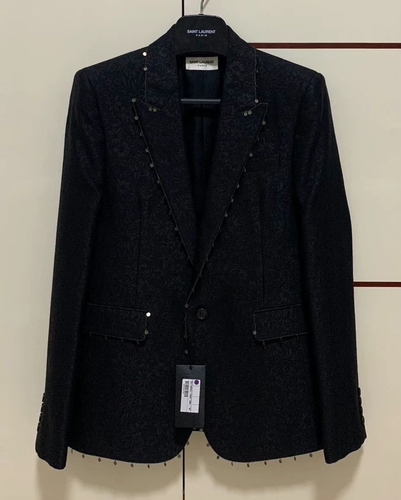 Saint Laurent Paris Saint Laurent Black Floral Chain Blazer Size XXL / US 16-18 / IT 52-54 - 1 Thumbnail