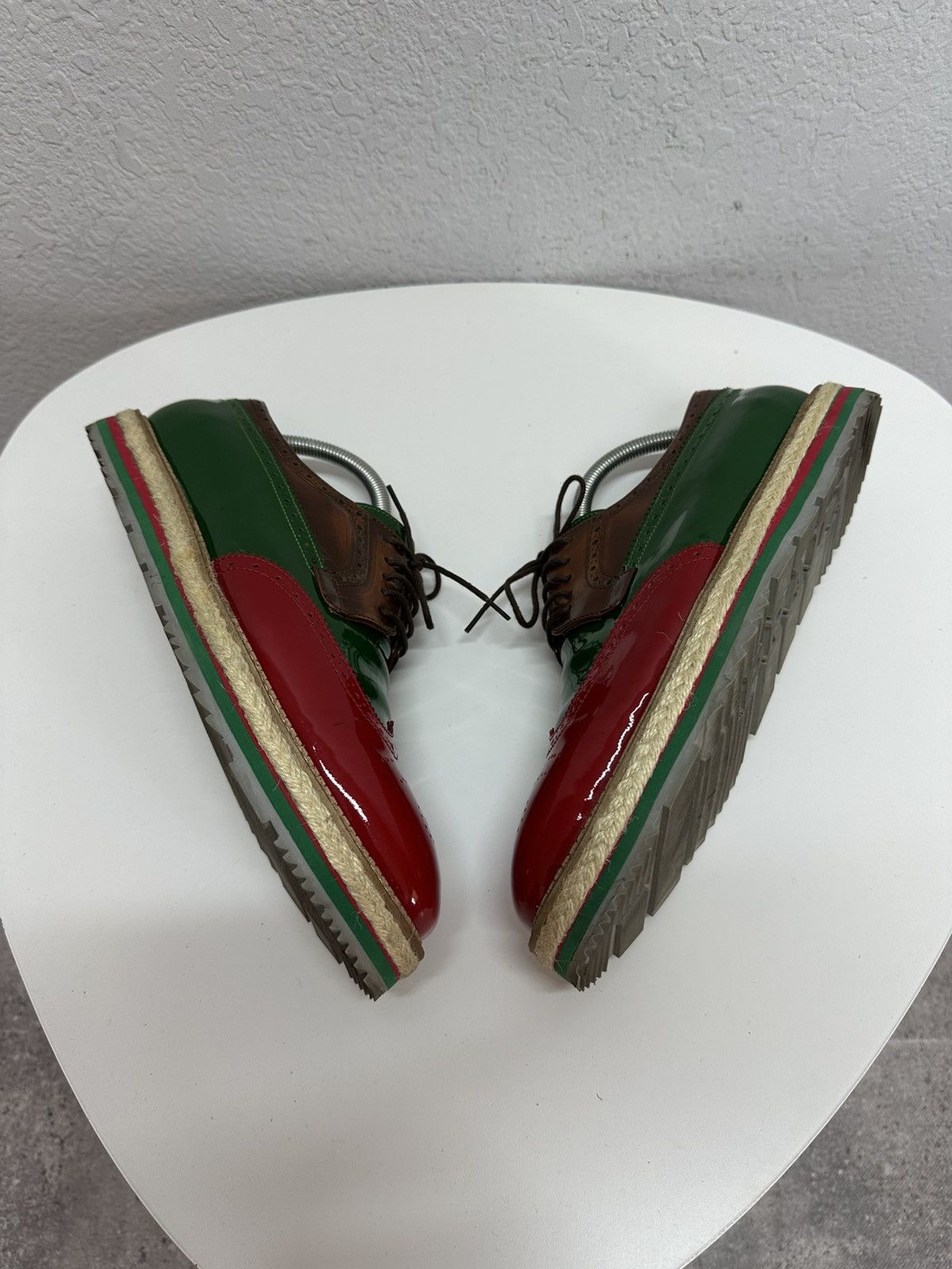 Prada PRADA Men’s Tri Color Brogue Patent Leather Derby Shoes Size US 9 / EU 42 - 8 Thumbnail