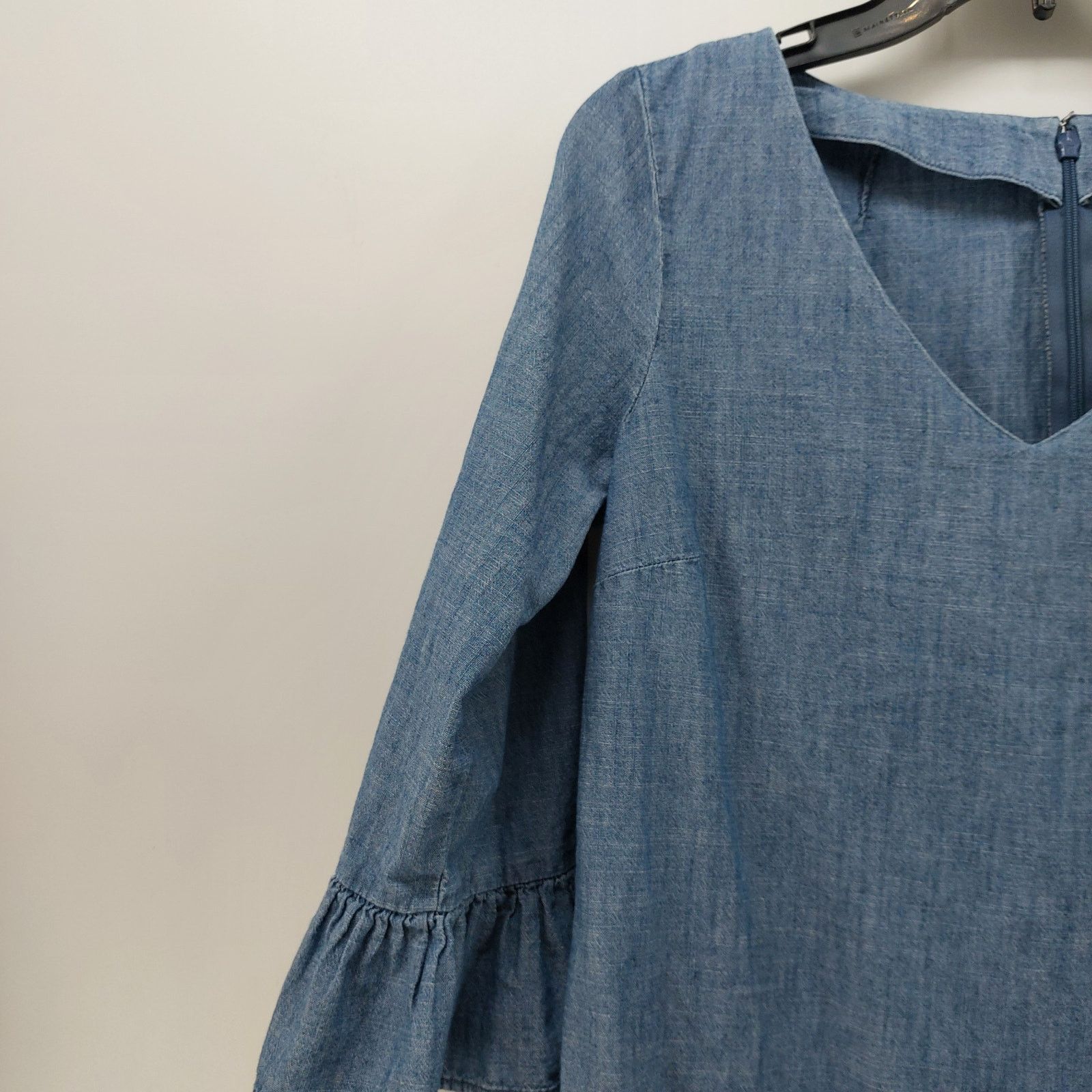 J.Crew J Crew Blue Denim Dress Size 2 Bell Sleeves V-Neck Spring Size XS / US 0-2 / IT 36-38 - 6 Thumbnail