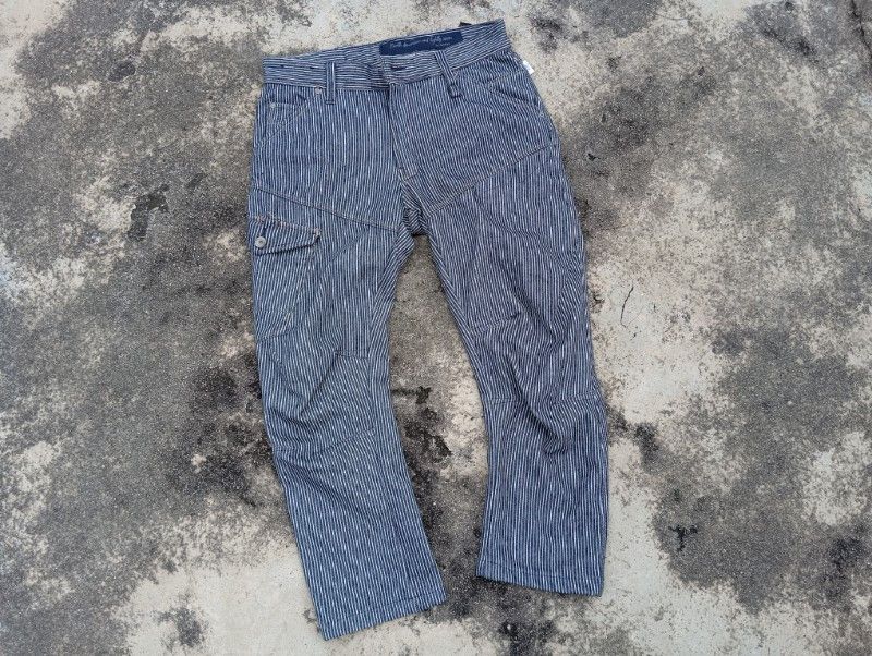 Japanese Brand Fieldcore Hickory Cargo Workpants Workwear 👷 Size US 30 / EU 46 - 1 Thumbnail