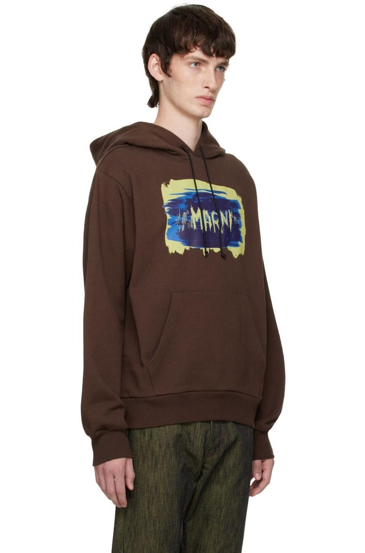 Marni o1y0225 Logo Hoodie in Dark Brown Size US L / EU 52-54 / 3 - 2 Thumbnail