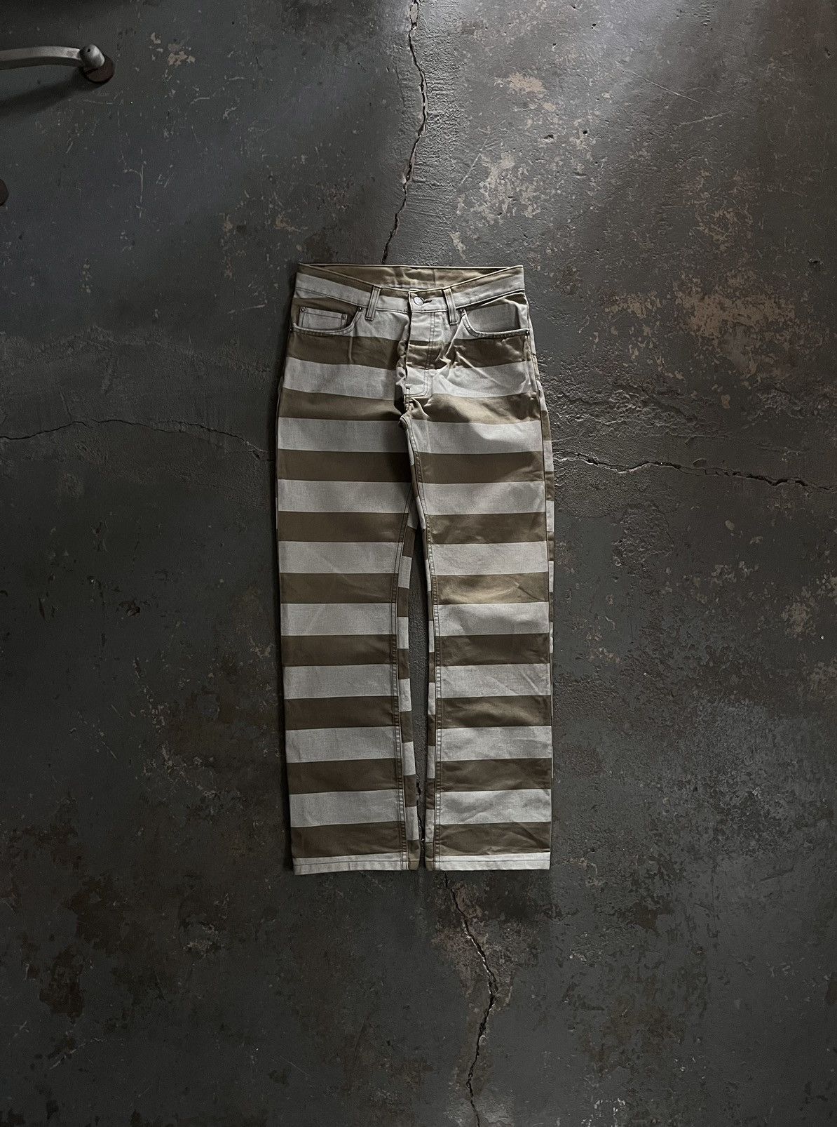 image of Helmut Lang Ss99 Prisoner Jeans in White/Khaki, Men's (Size 30)
