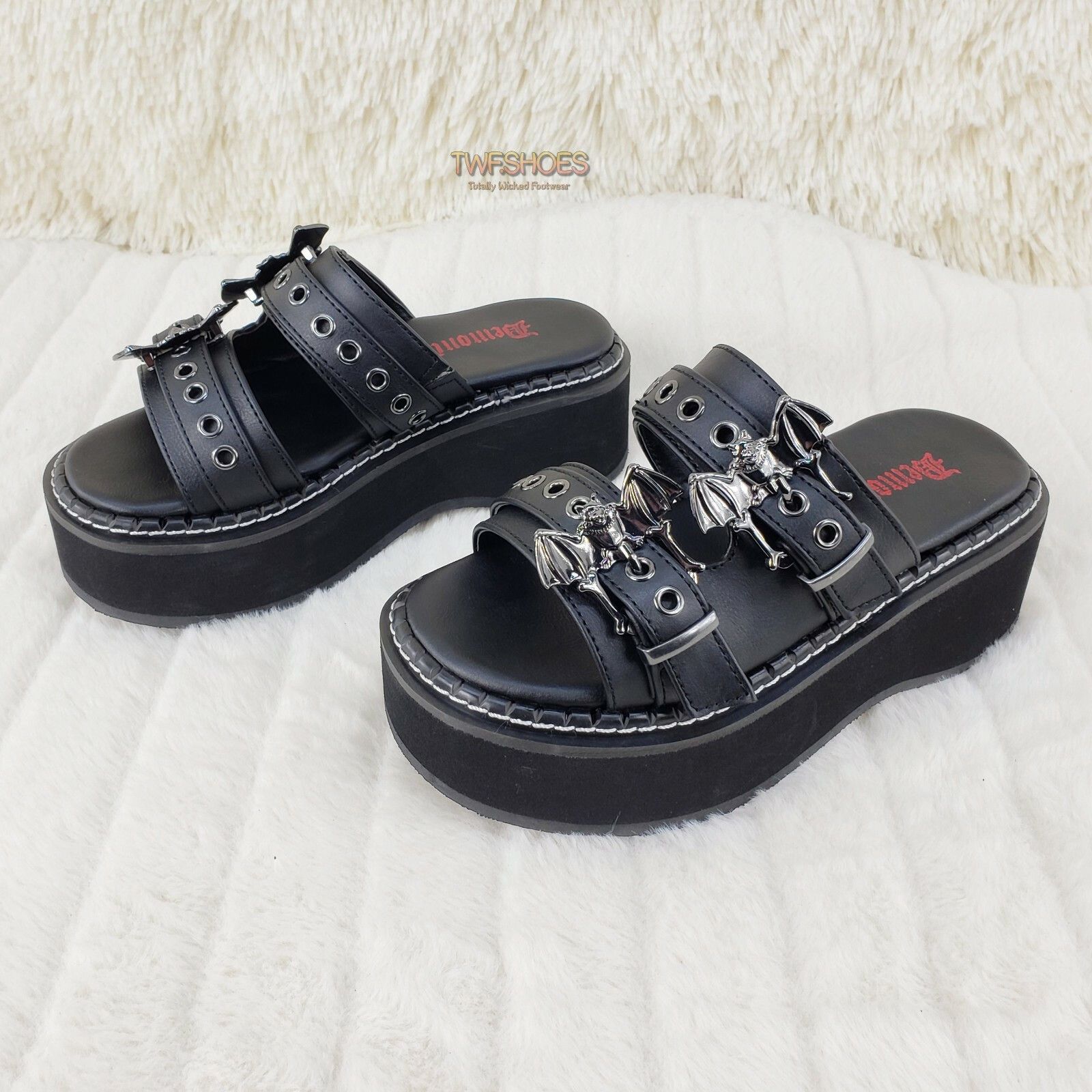 Other DEMONIA Emily 100 Black 2" Platform Bat Buckle Slip On Sanda Size US 11 / IT 41 - 1 Thumbnail