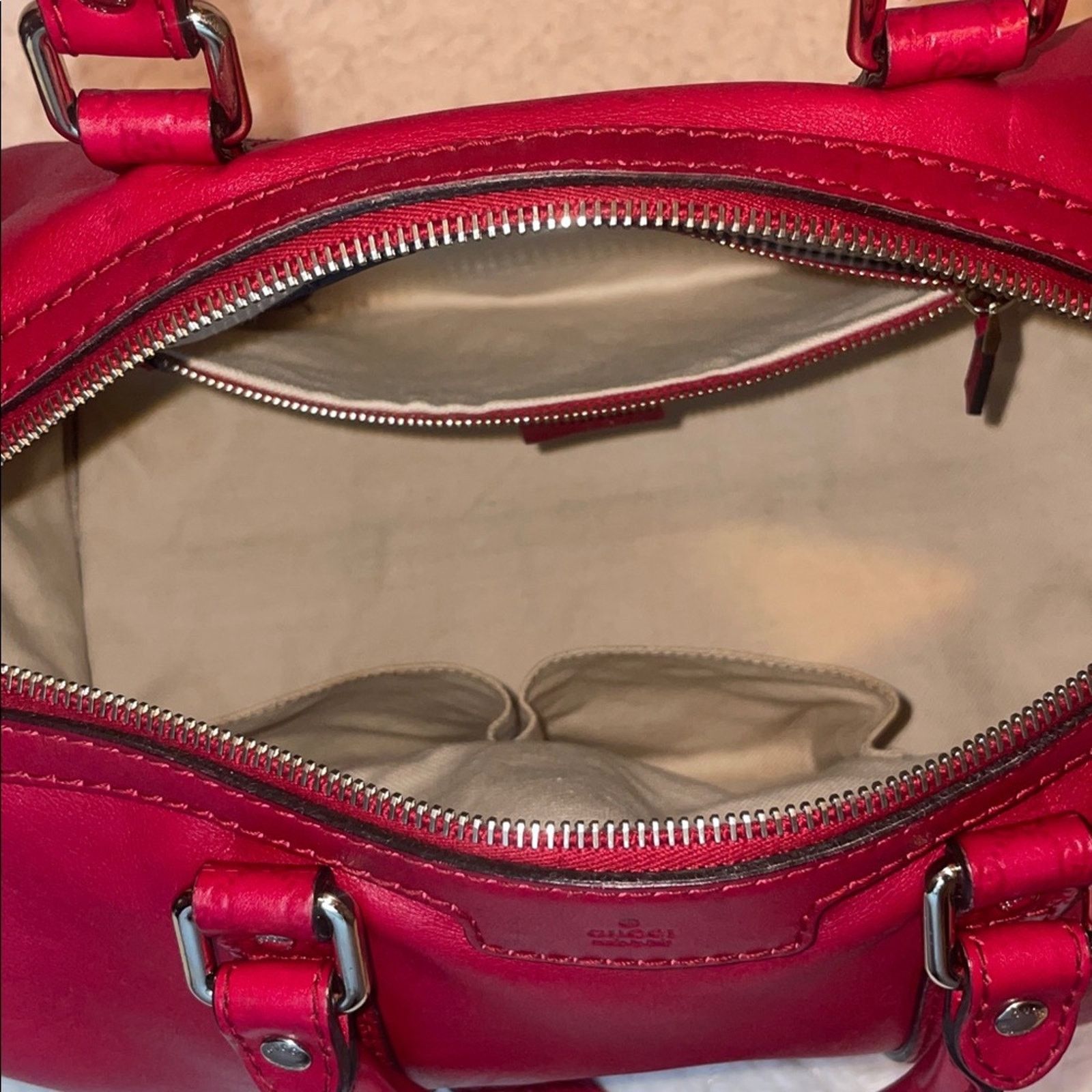 Gucci Gucci Micro Guccissima Red Leather Boston Bag 247205 Size ONE SIZE - 12 Thumbnail