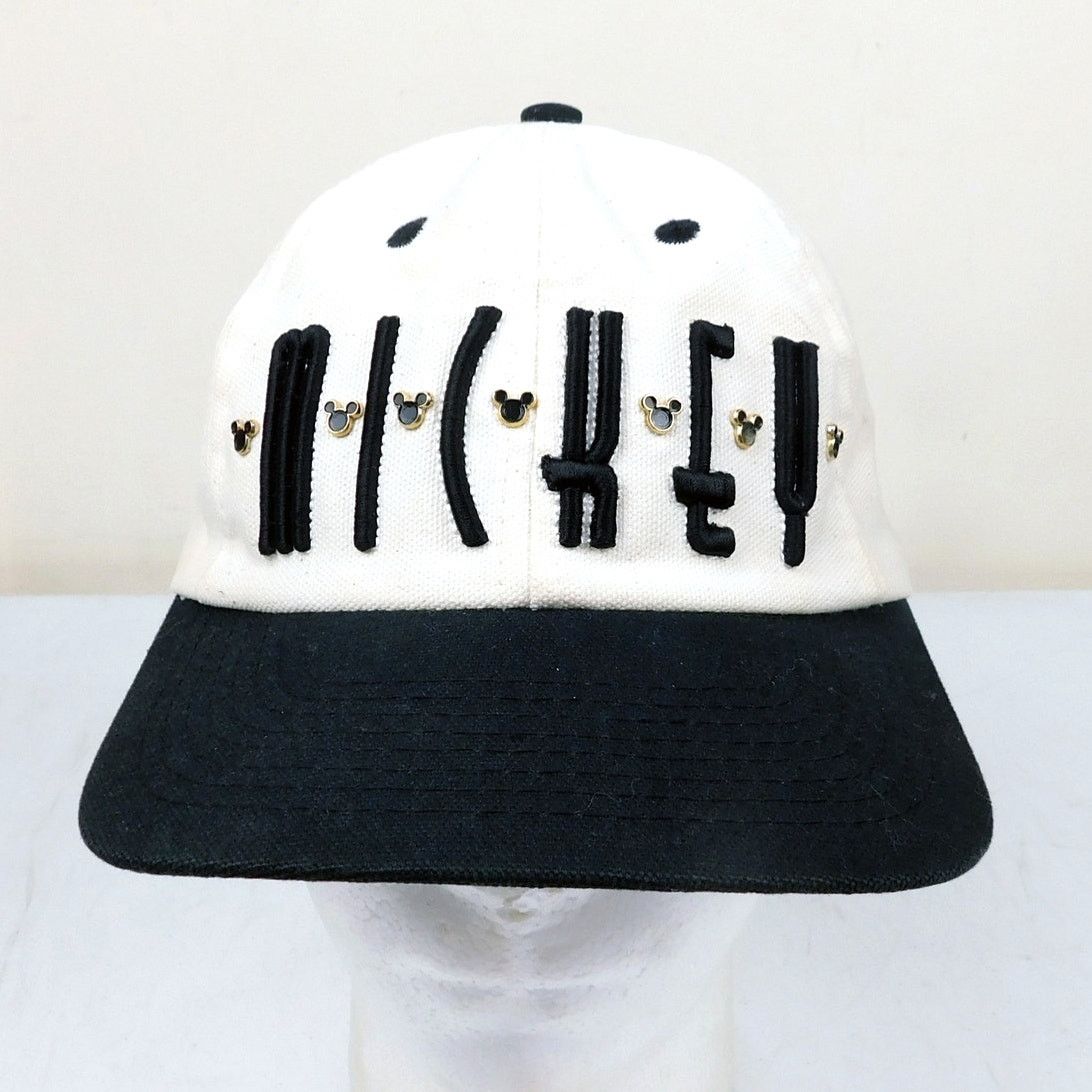 Disney Mickey & Co Strapback Hat Black White Adjustable Logo Rivets Size ONE SIZE - 1 Thumbnail