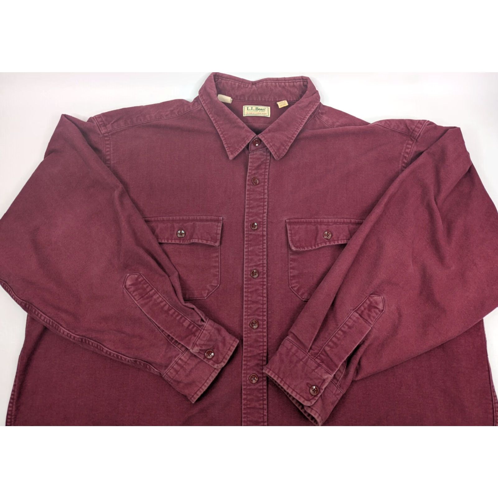 Vintage VTG LL Bean Chamois Cloth Shirt Mens 20 Tall Burgundy Flannel Outdoors USA Made Size US XXL / EU 58 / 5 - 7 Thumbnail
