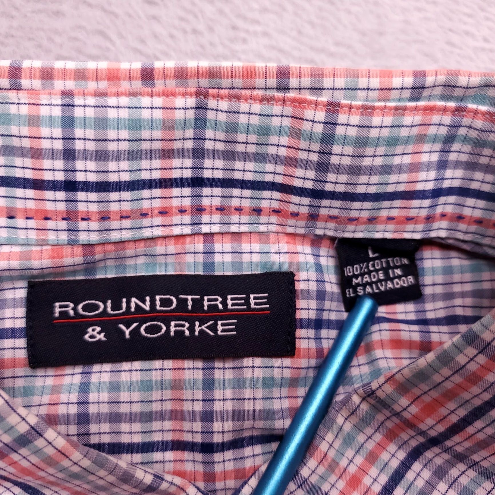 Roundtree & Yorke VINTAGE Roundtree & Yorke Shirt Men L Blue Plaid Button Long Sleeve 100% Cotton Casual Size US L / EU 52-54 / 3 - 5 Thumbnail