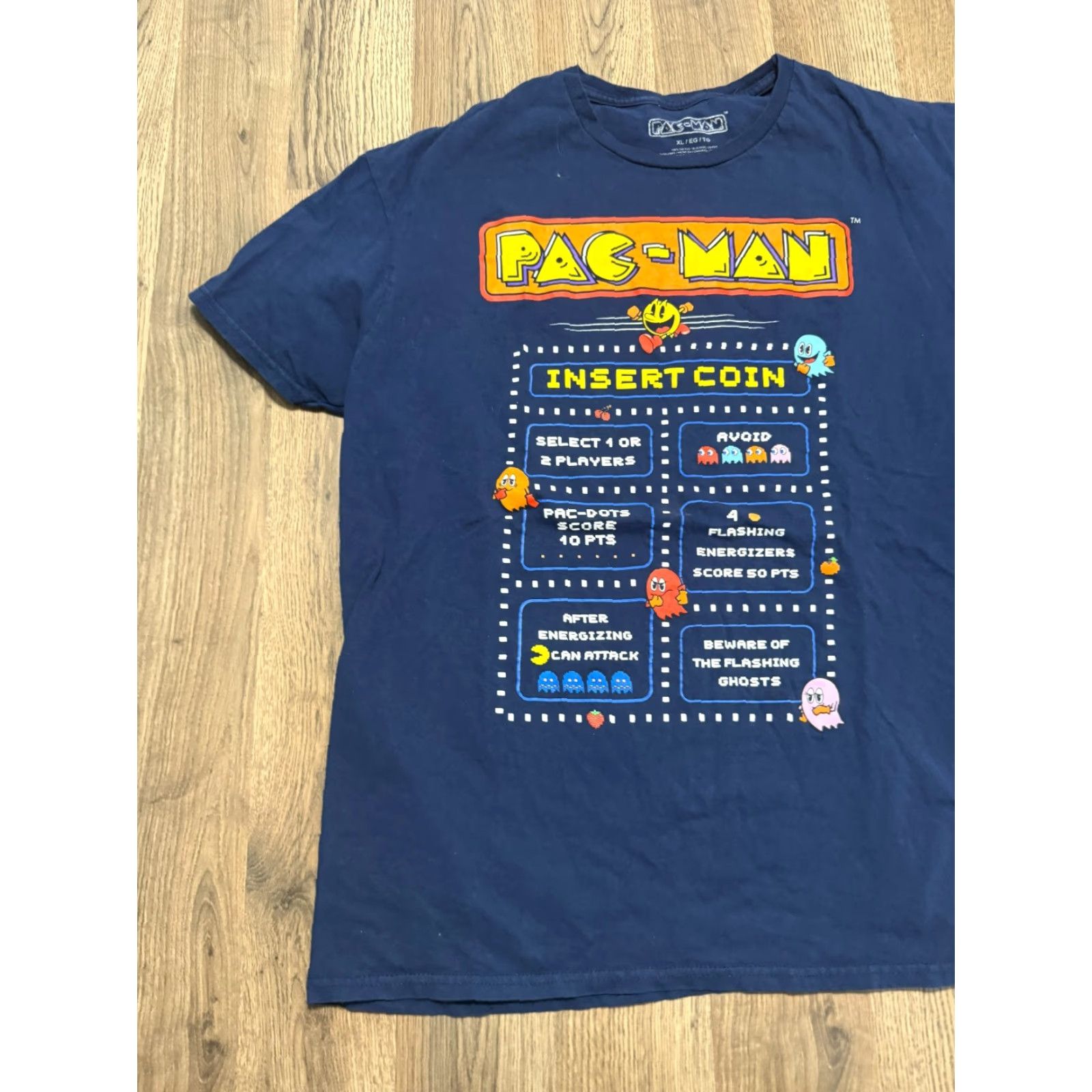 Vintage Pac-Man Shirt Men XL Navy Blue Crewneck Short Sleeve INSERT COIN Size US XL / EU 56 / 4 - 3 Thumbnail