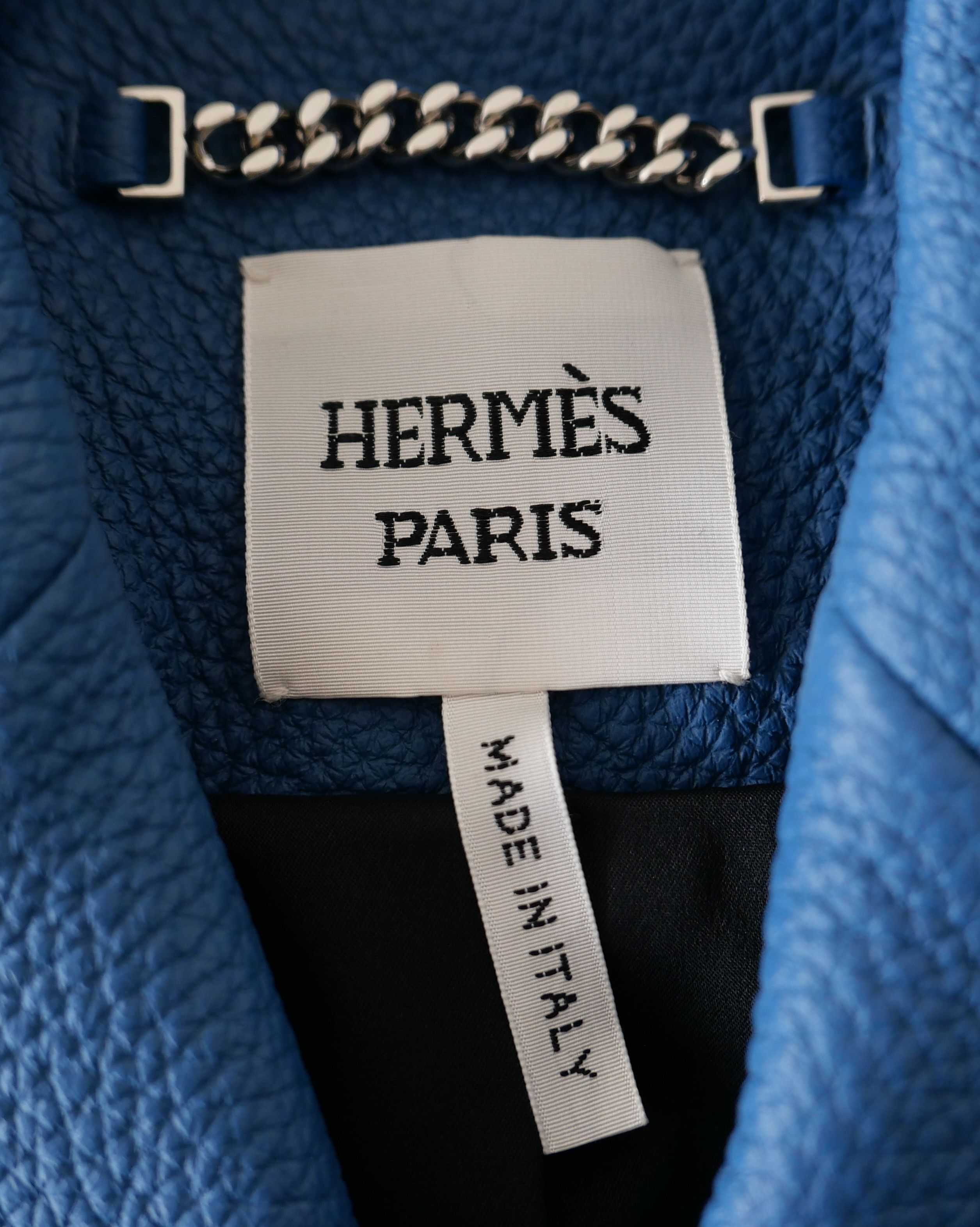 Hermes Hermes Equestrian Deerskin Leather Jacket Cerulean Blue Size S / US 4 / IT 40 - 8 Thumbnail