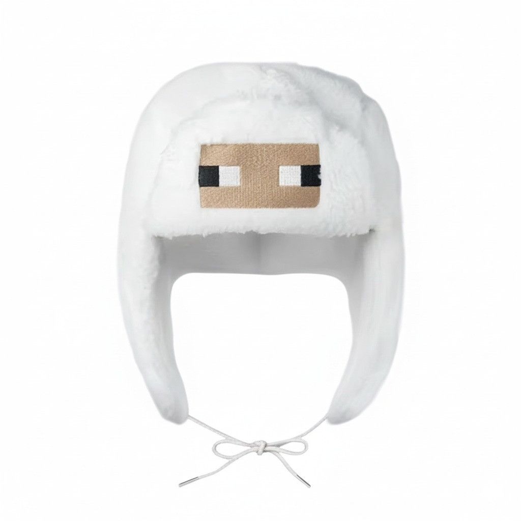 Japanese Brand Game Cartoon Minecraft Sheep Ushanka Autumn Winter Warm Hat Size ONE SIZE - 1 Thumbnail