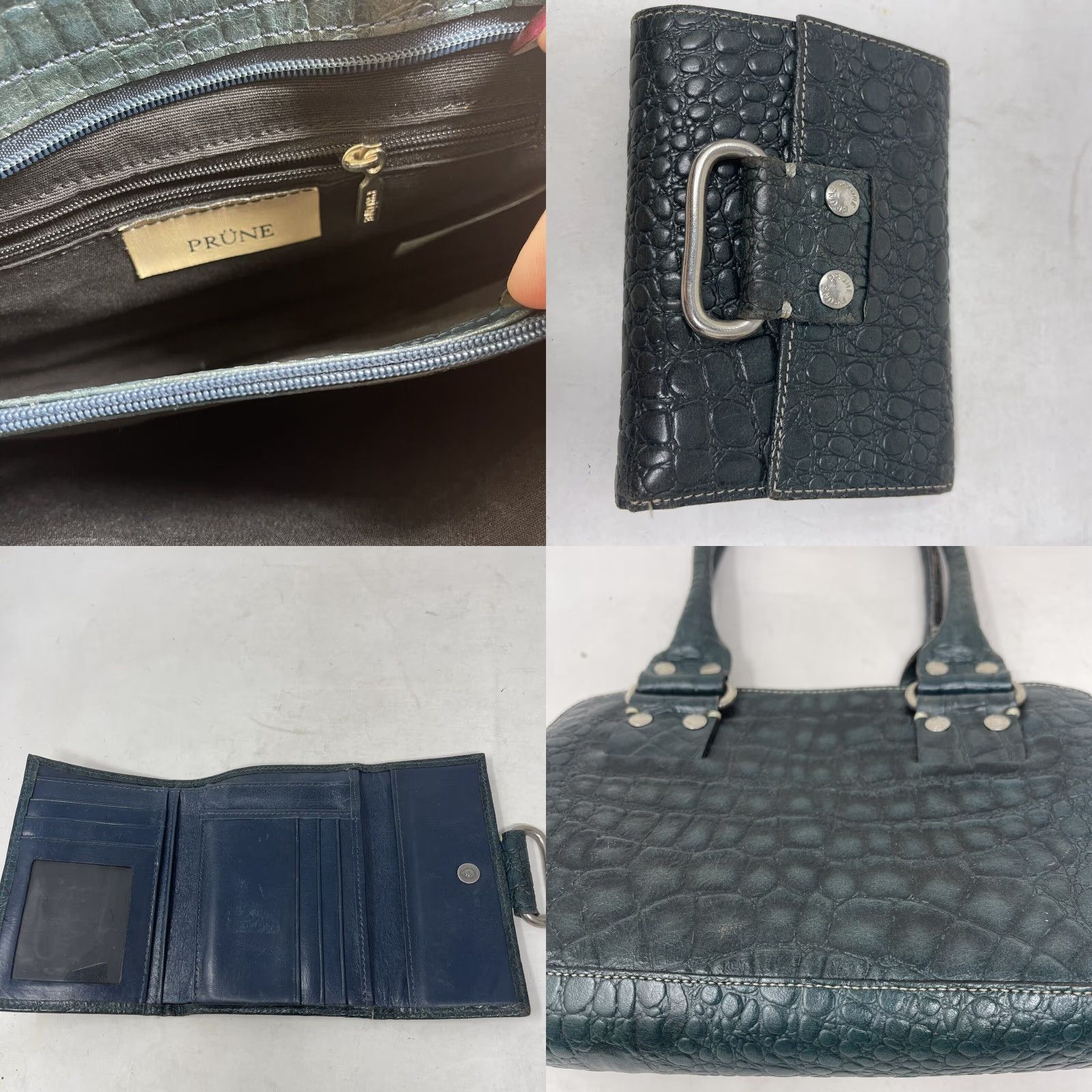 Vintage Prune Designer Leather Satchel Handbag Medium Blue Elegant Womens Size ONE SIZE - 8 Thumbnail