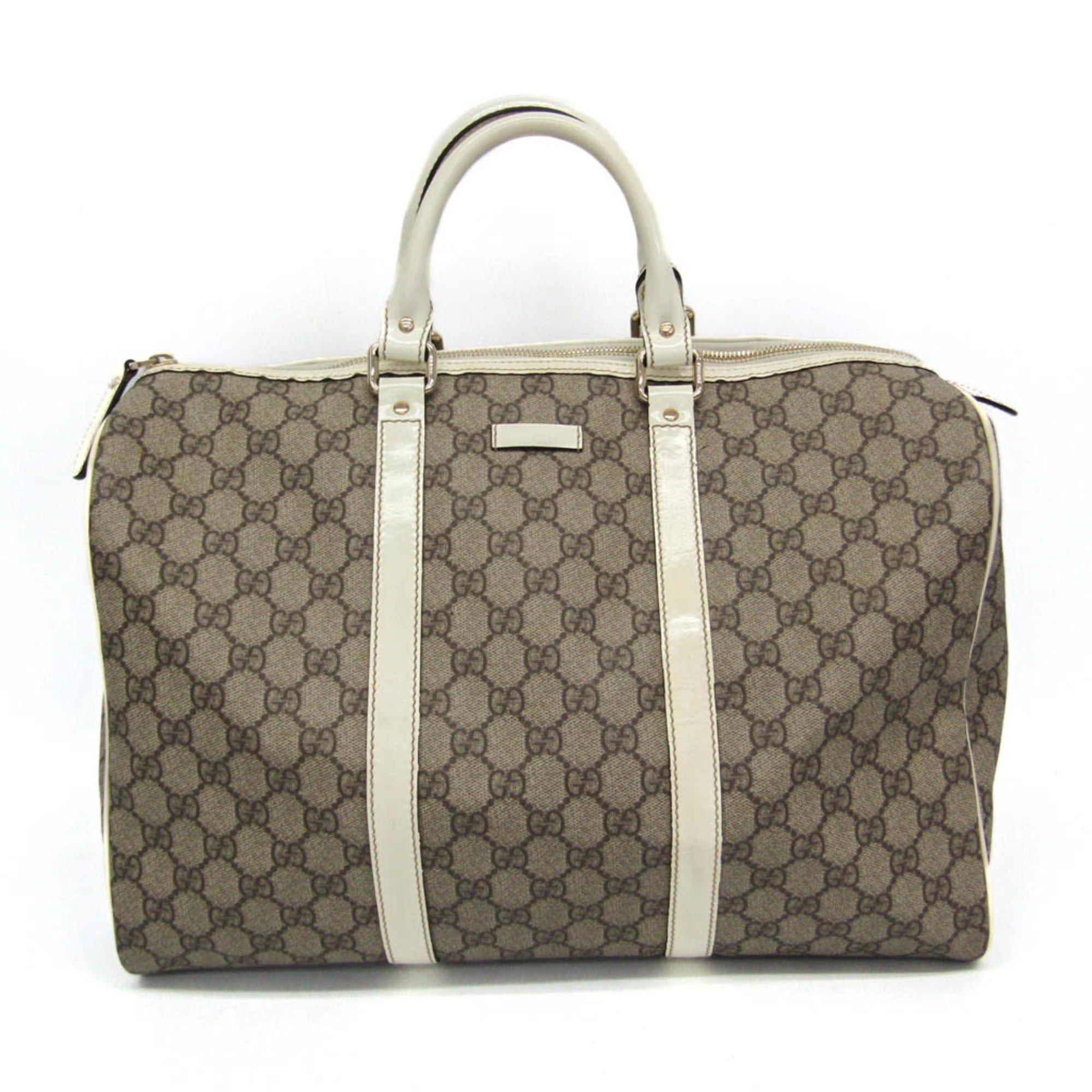 Gucci Gucci 193602 Women's GG Supreme,Leather Boston Bag,Handbag Light Beige,White Size ONE SIZE - 1 Thumbnail