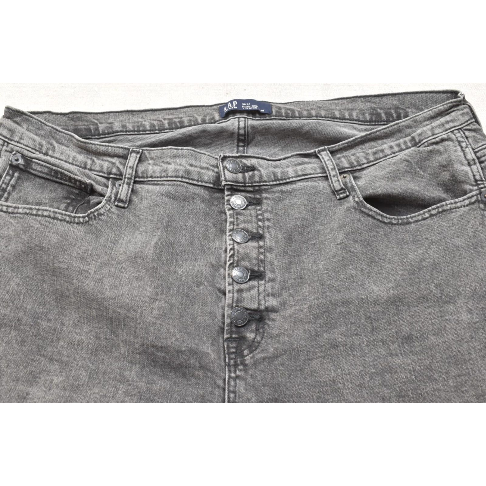 Gap Gap Denim Women's 18/34 High Rise Slim Gray Button Fly Jeans Cotton Denim 5-Pocket 90s Vintage 1969 Mens Womens Boys Girls Size 40" / US 18 - 7 Thumbnail